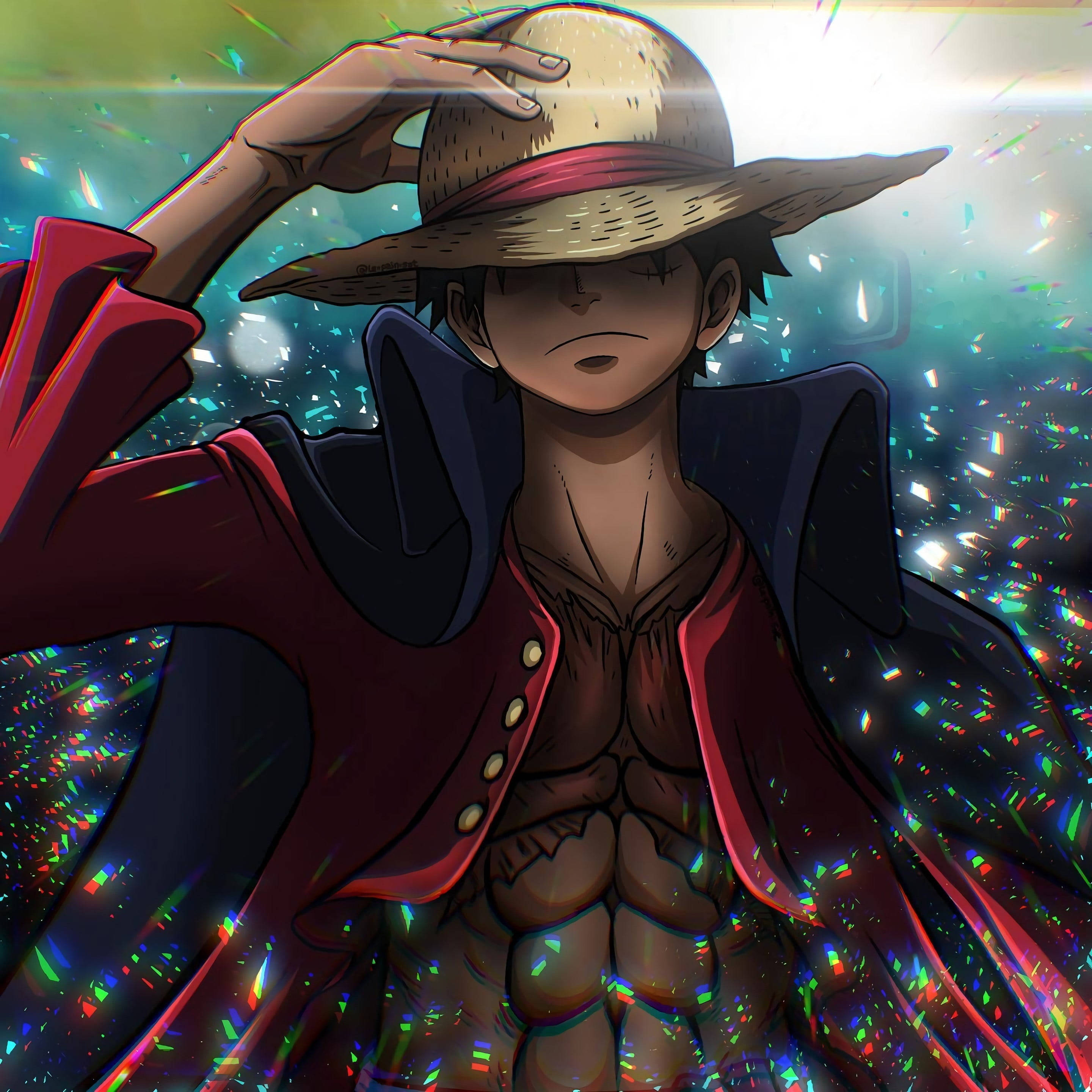 Glitchcore Luffy Estetika Muurpapier