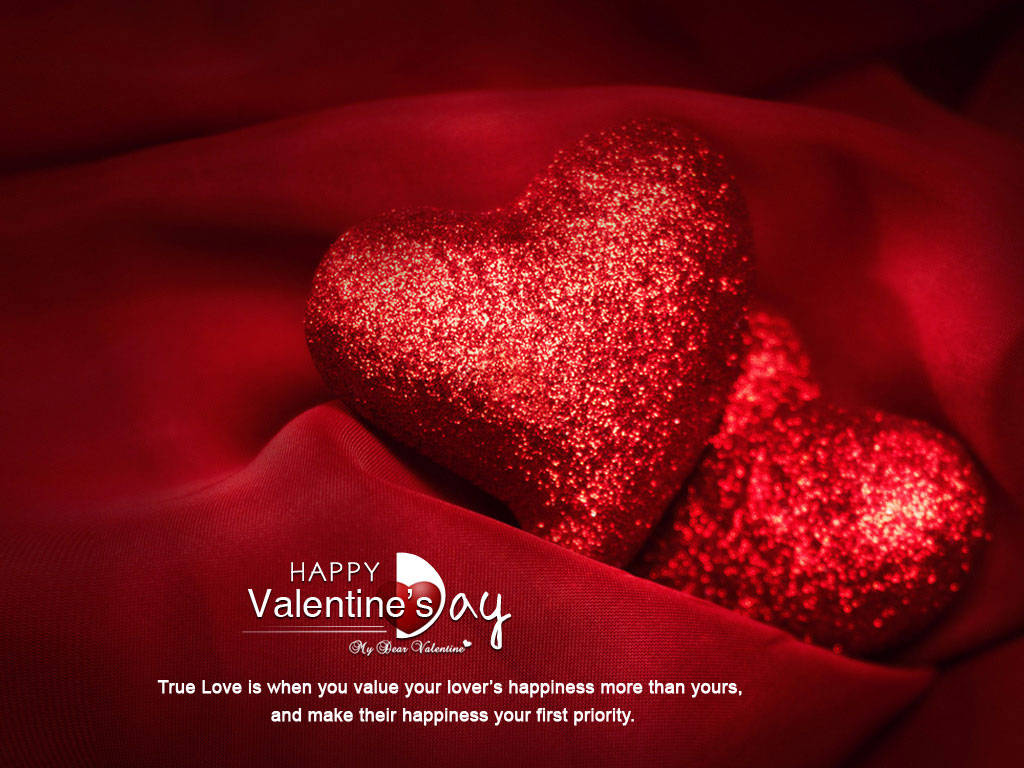 Glitterende Liefdesharte vir Valentynsdag Muurpapier