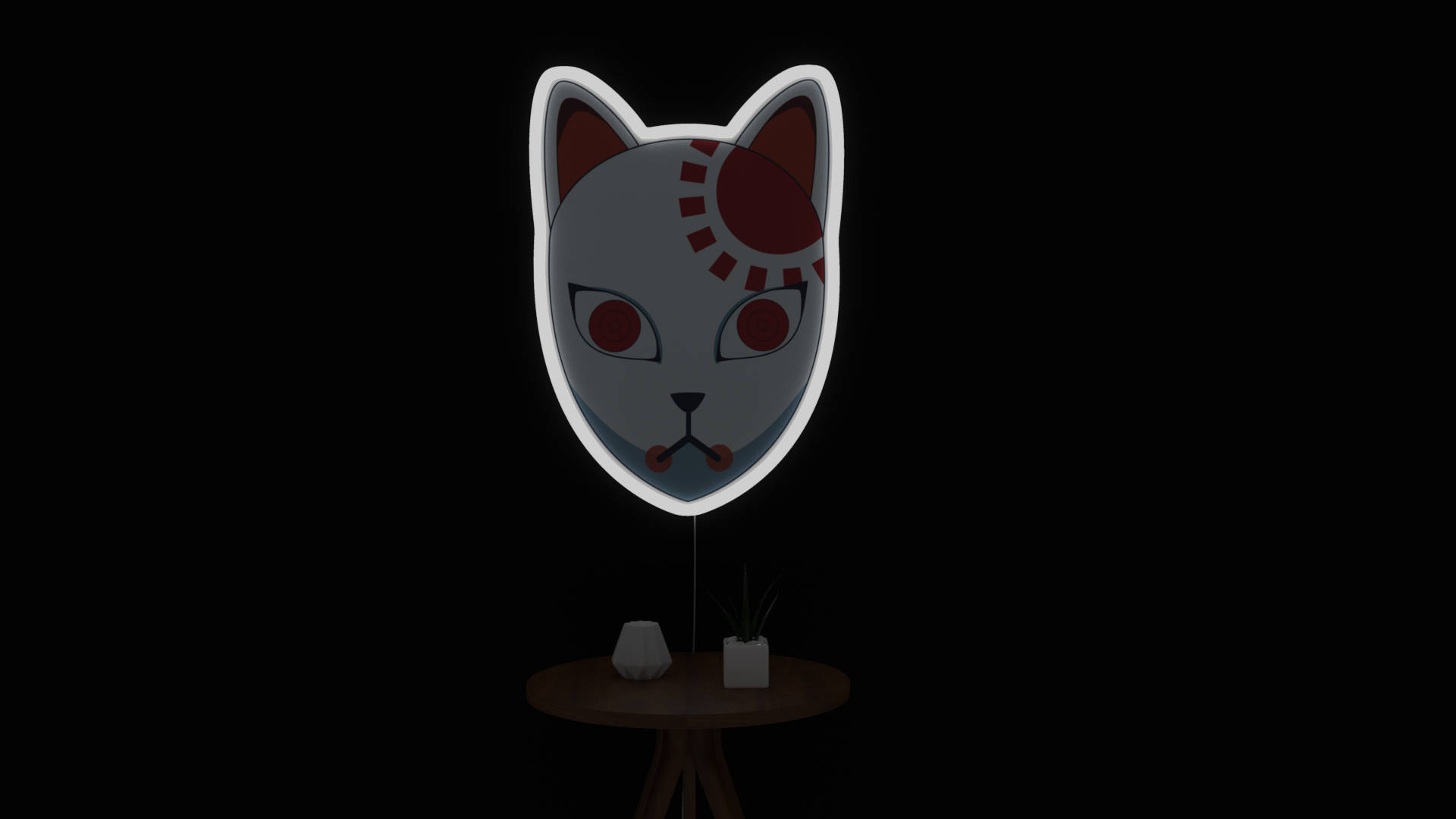 Gloeiende Demon Slayer Masker Lampskerm Muurpapier