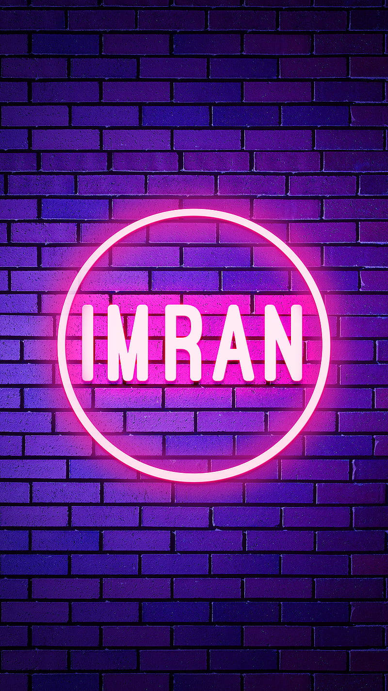 Gloeiende Neon Imran Naam Muurpapier