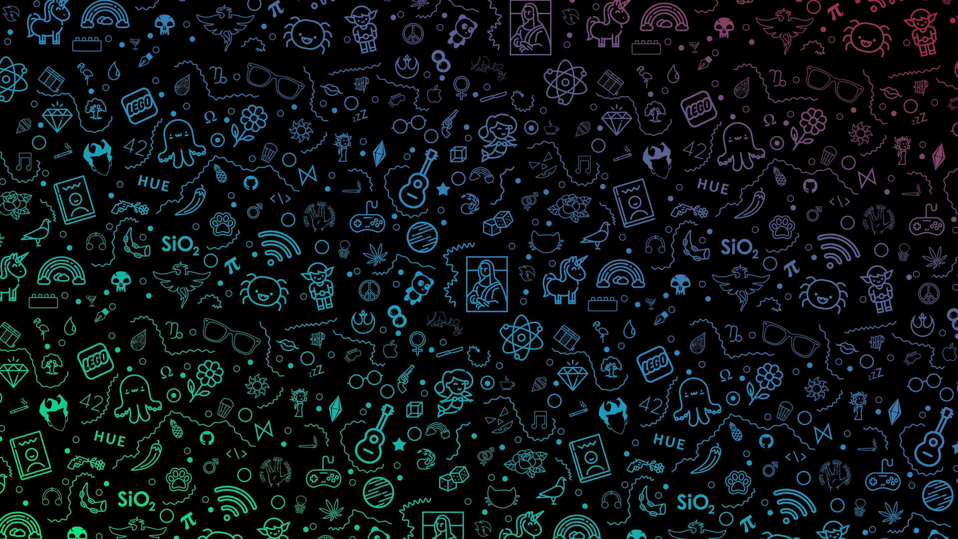 Gloeiende Ruimte 4K Doodle Muurpapier