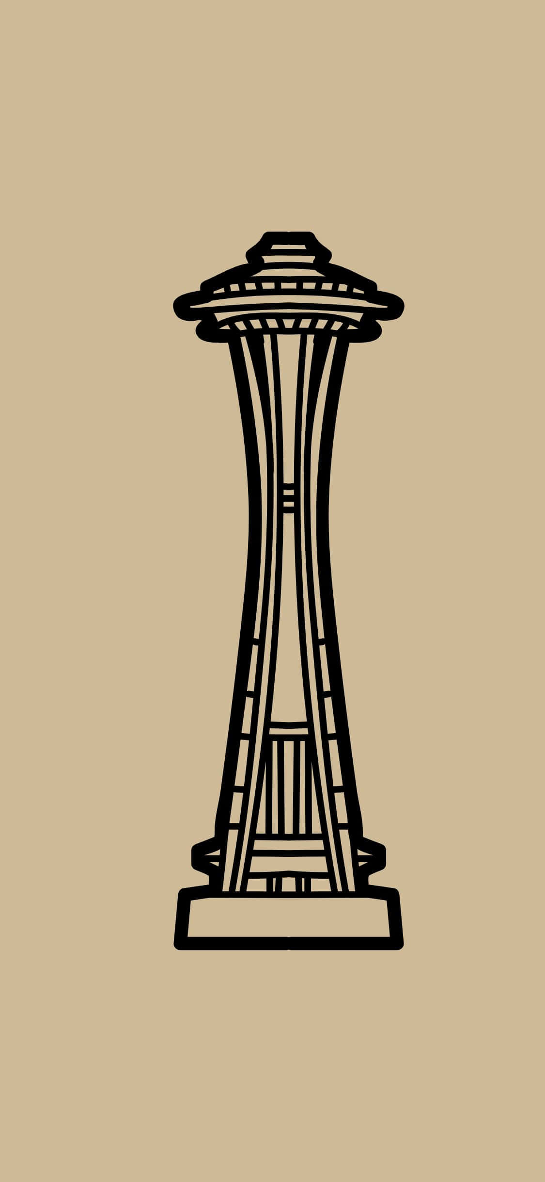 Gloeiende Seattle-stadsbeeld van Bo af Gesien in die Nag Muurpapier