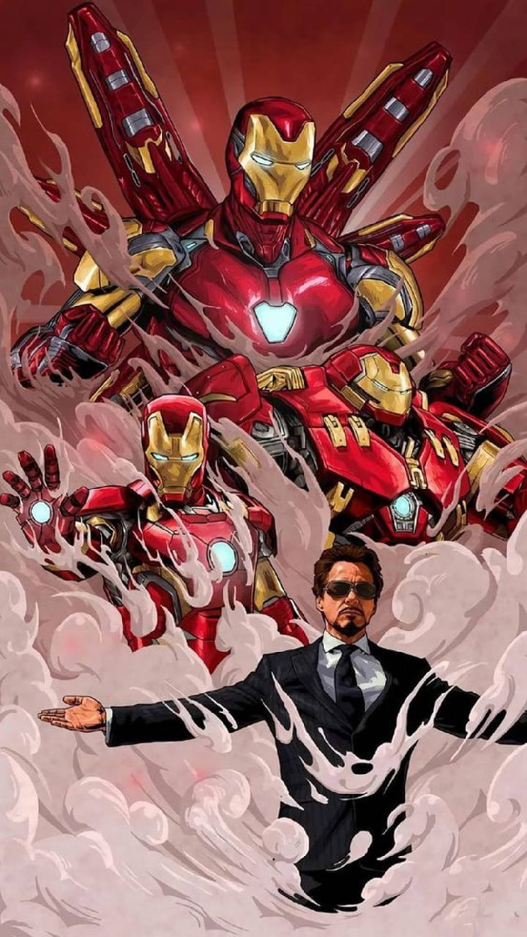 Glorieuse Tony Stark Ysterman Android Muurpapier