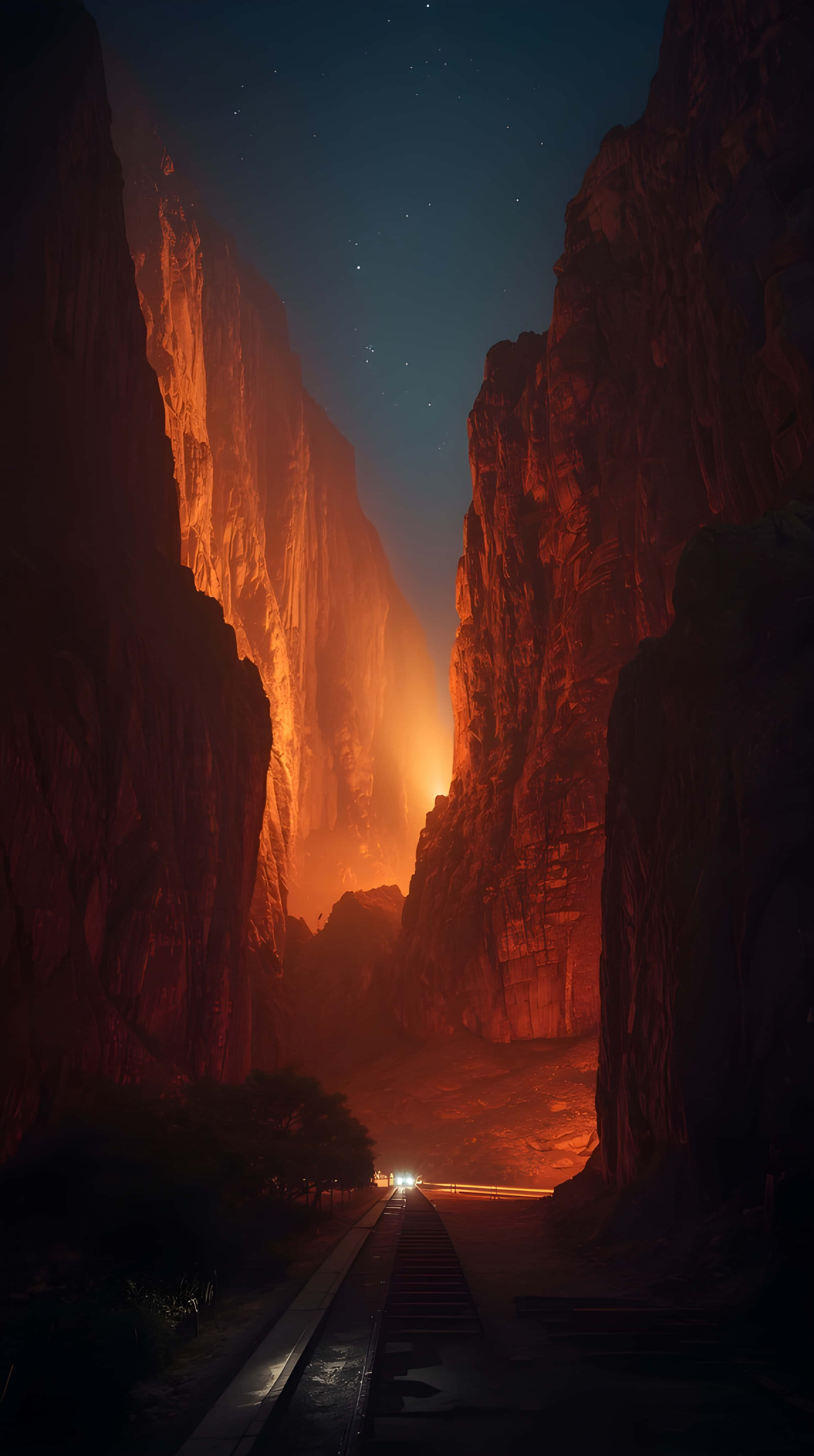 Glowende Canyon by die Nag Muurpapier