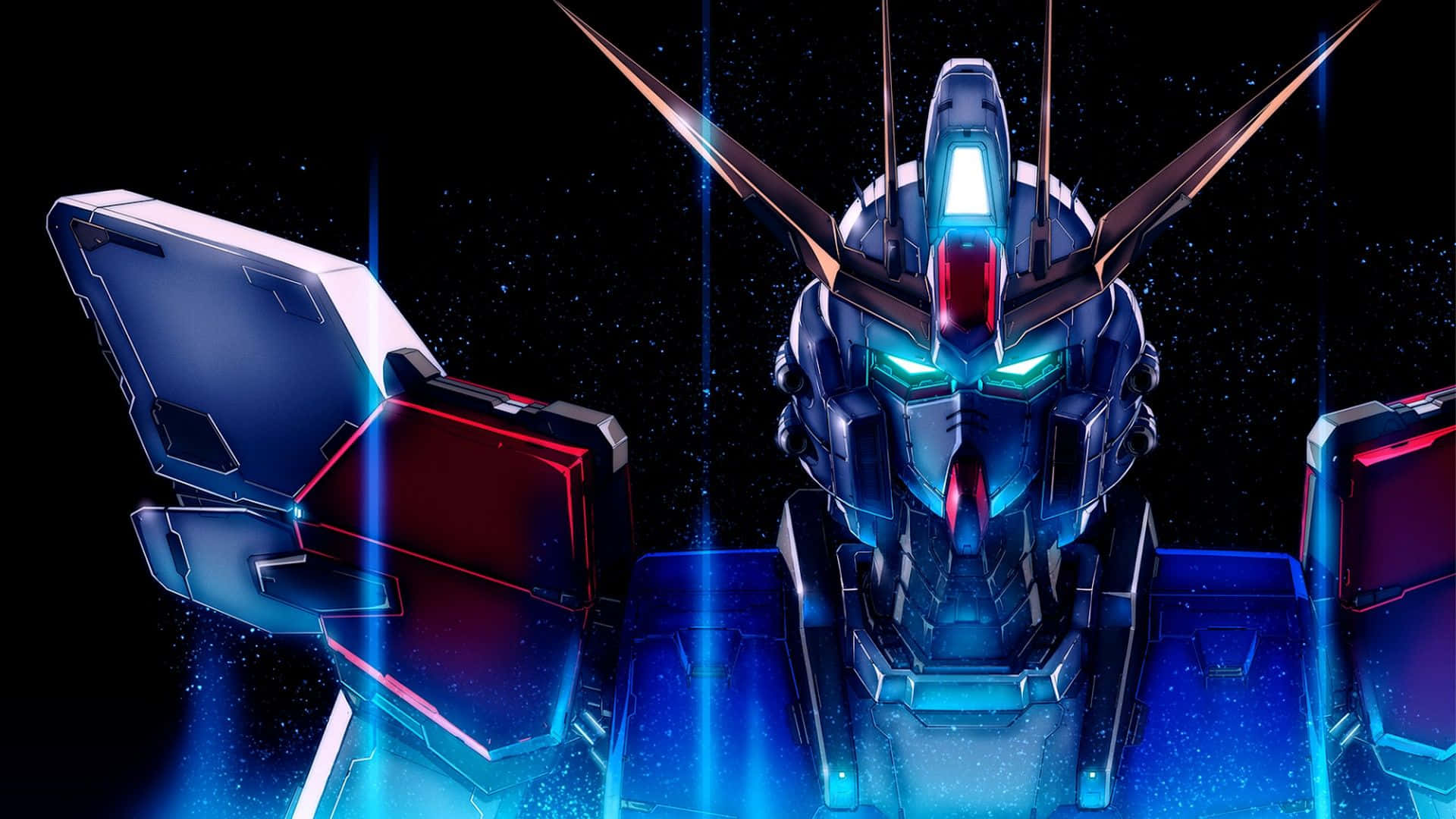 Glowende Gundam-rekenaaragtergrond Muurpapier