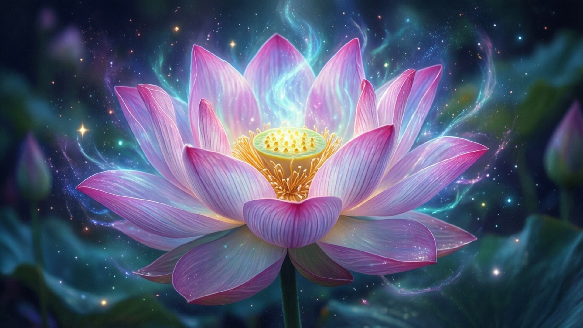 Glowende Lotus Droom Muurpapier
