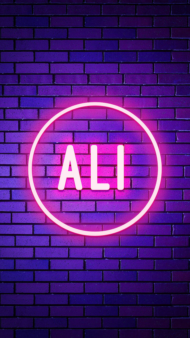 Glowende Neon Ali Naam Muurpapier