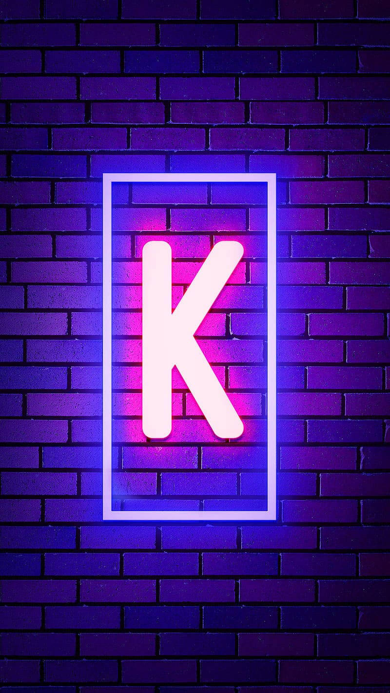 Glowende Neon Letter K Naam Muurpapier