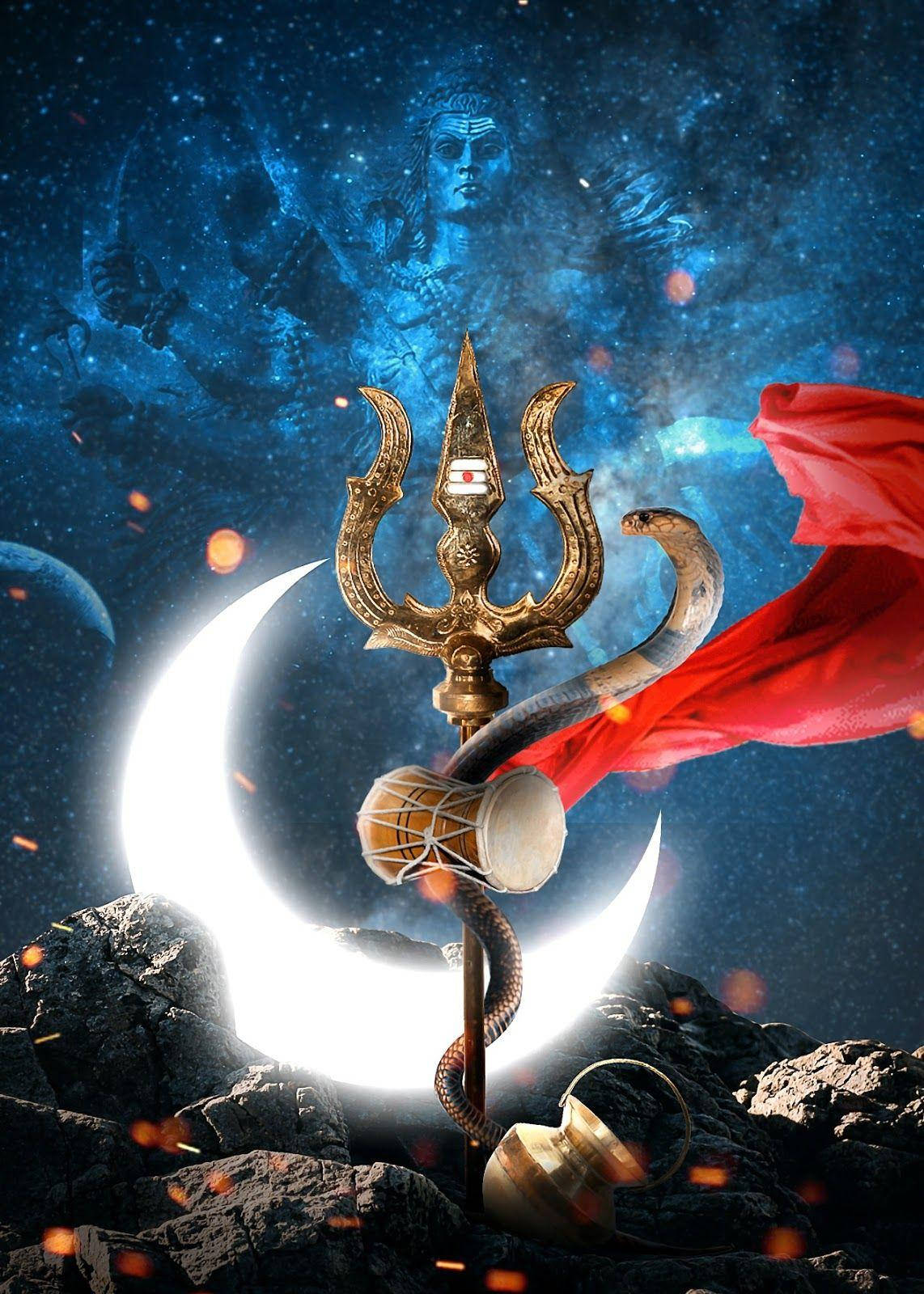 God Mobile Shiva Simboliek Drietand Vasuki Muurpapier
