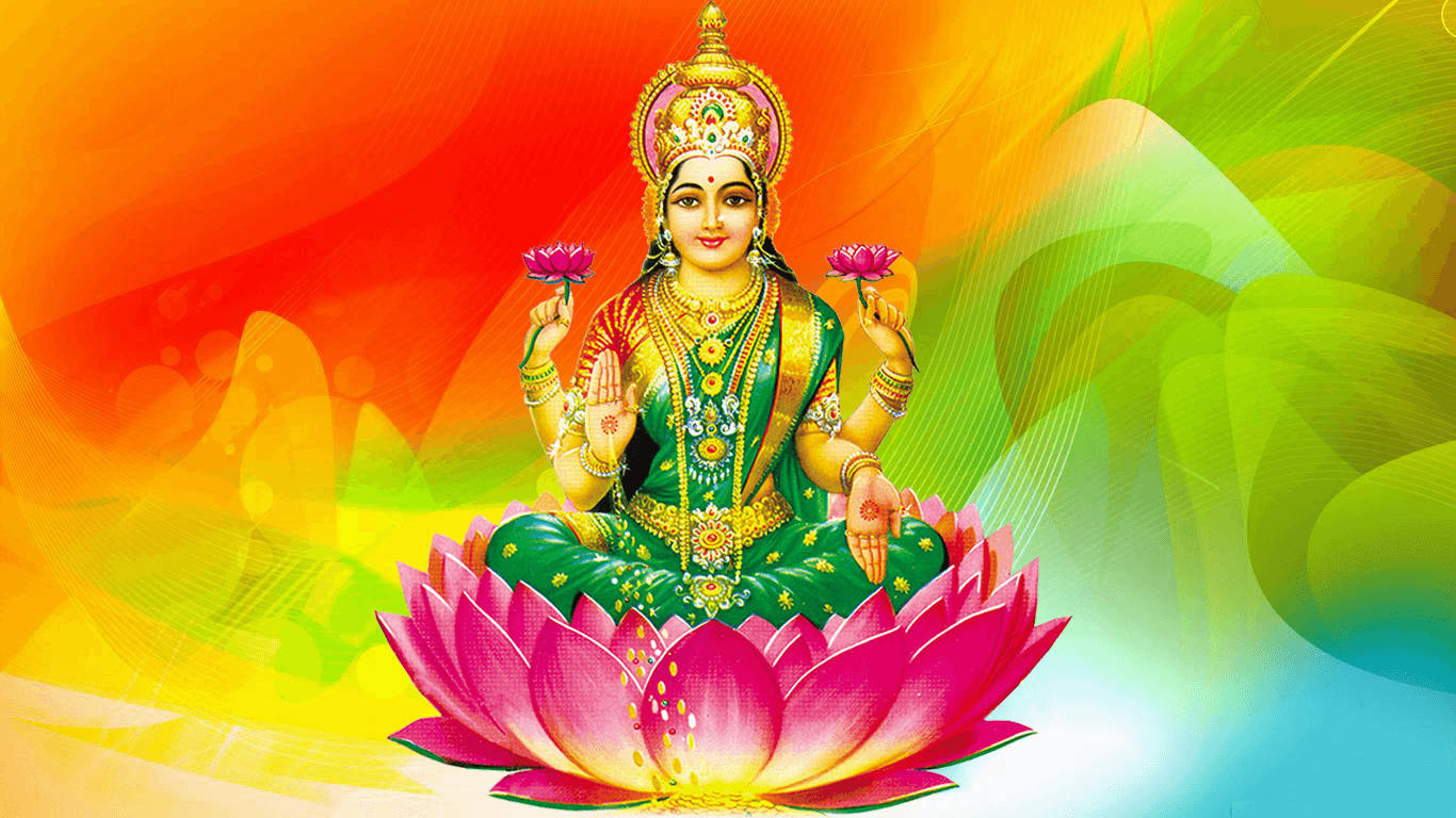 Goddelike Genade van Godin Lakshmi Muurpapier