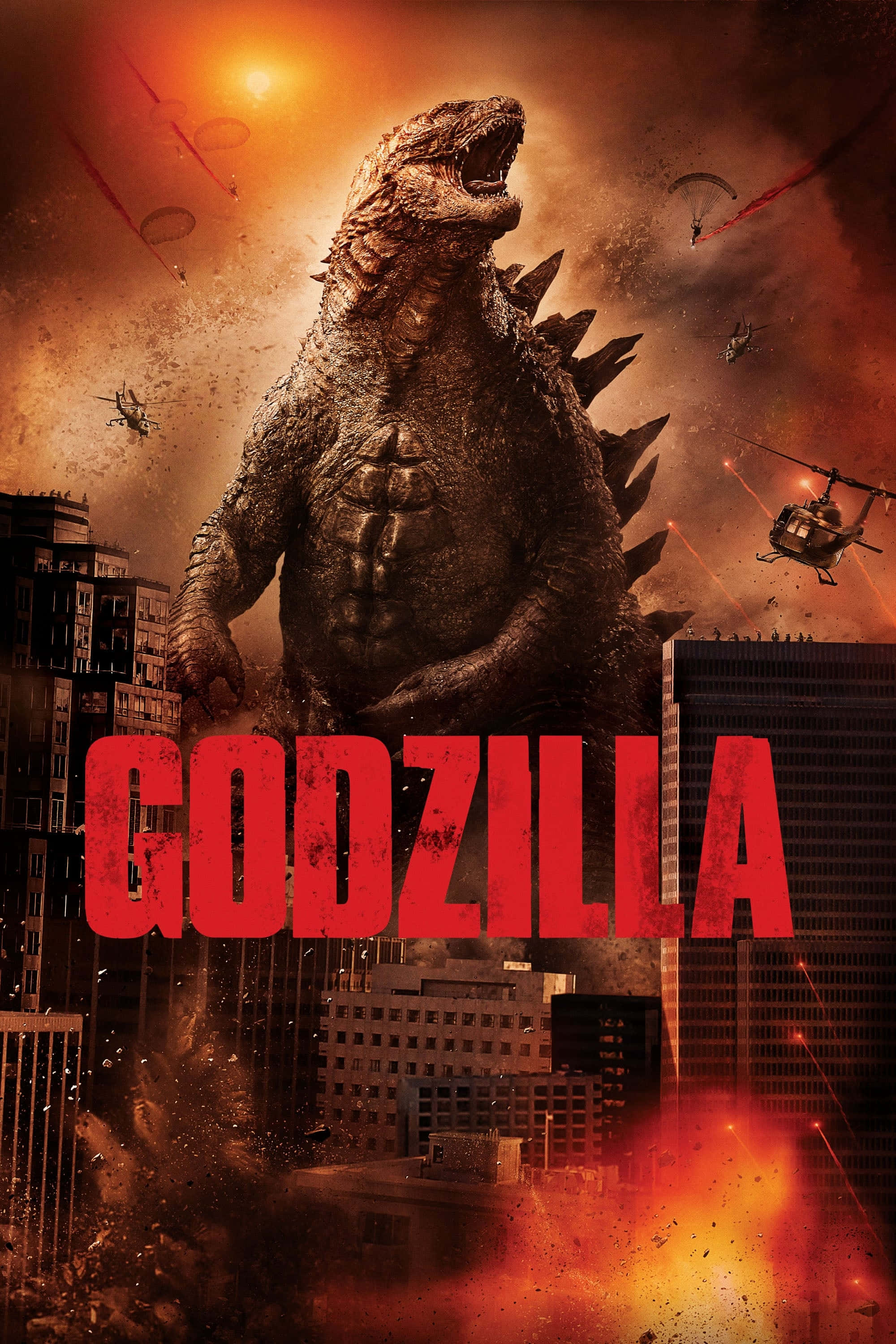Godzilla Rolprentplakkaat In Stad Prent Muurpapier