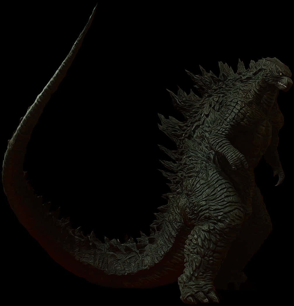 Godzilla Silhouet Teen Swart Agtergrond Muurpapier