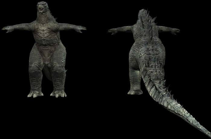 Godzilla3 D Model Vergelyking Muurpapier