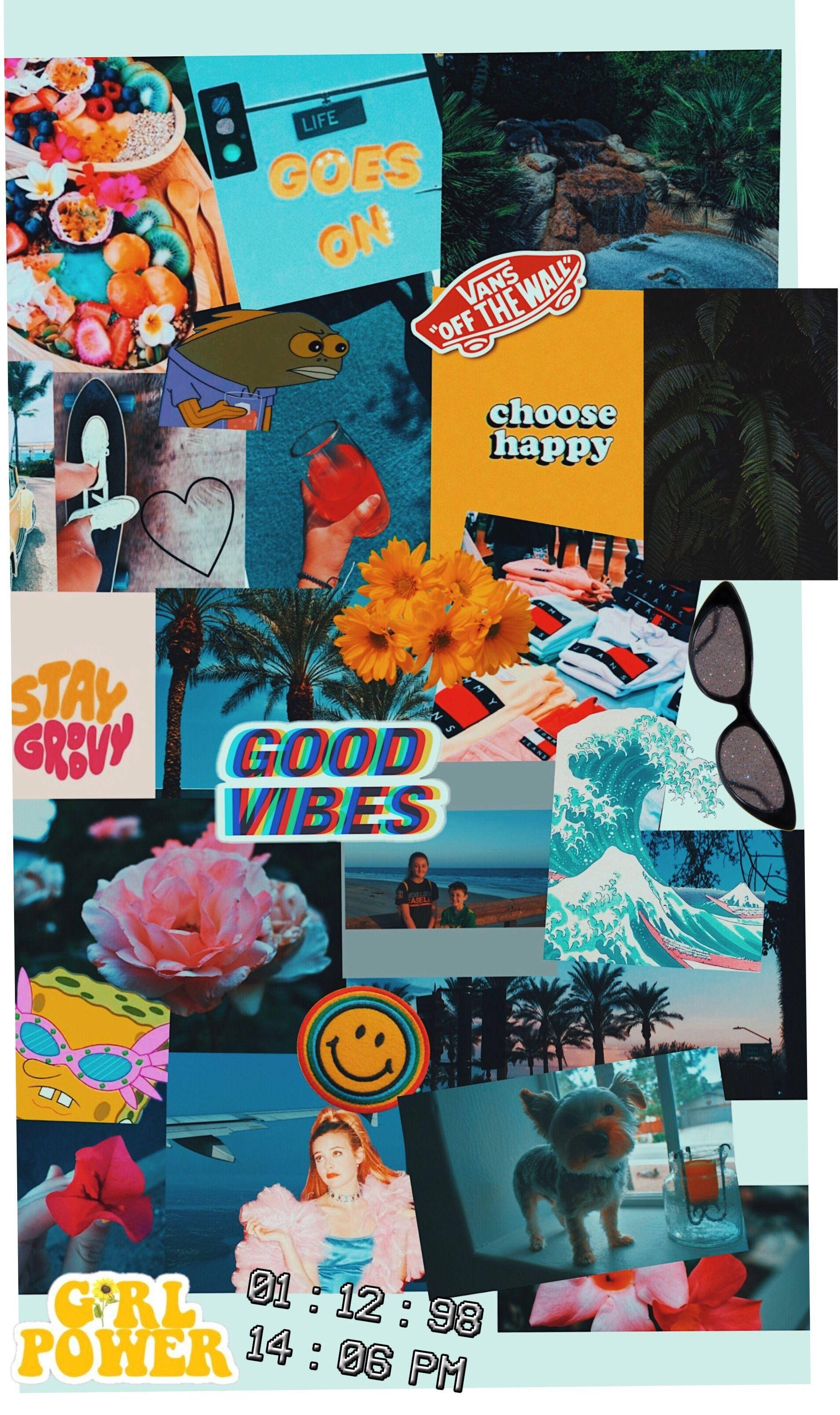 Goeie Vibes Collage Estetiese VSCO Muurpapier