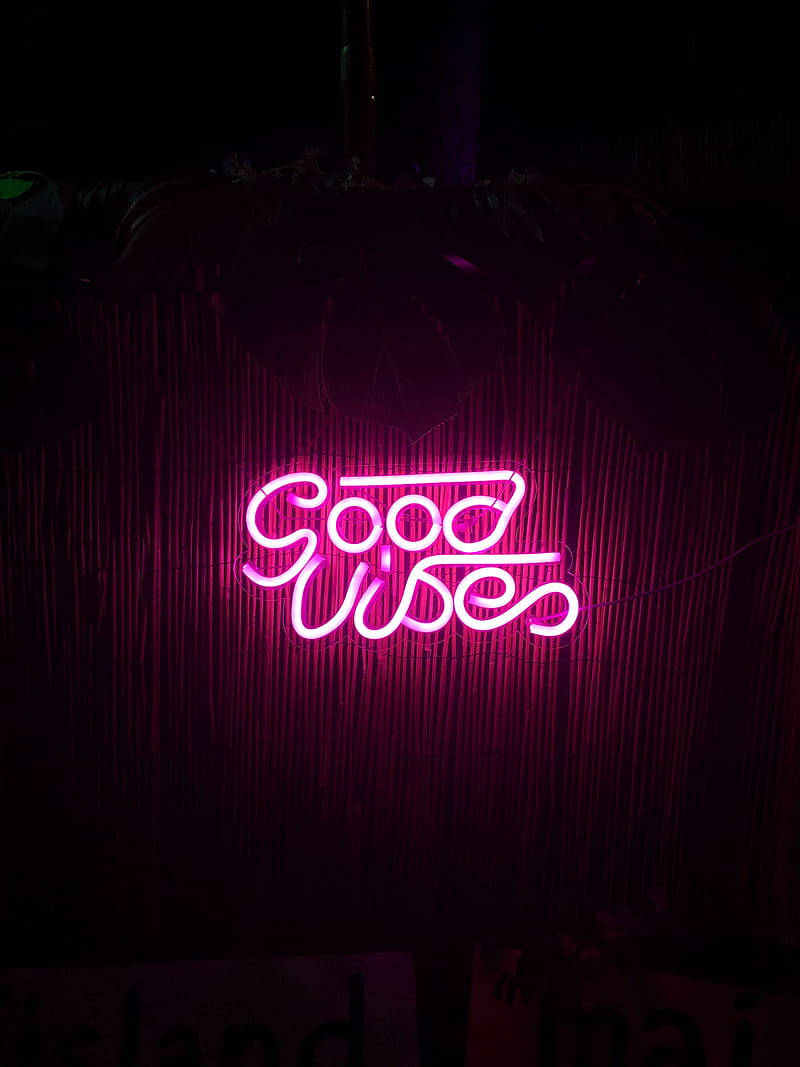 Goeie Vibes Neon Pienk Estetiese Vibes Muurpapier