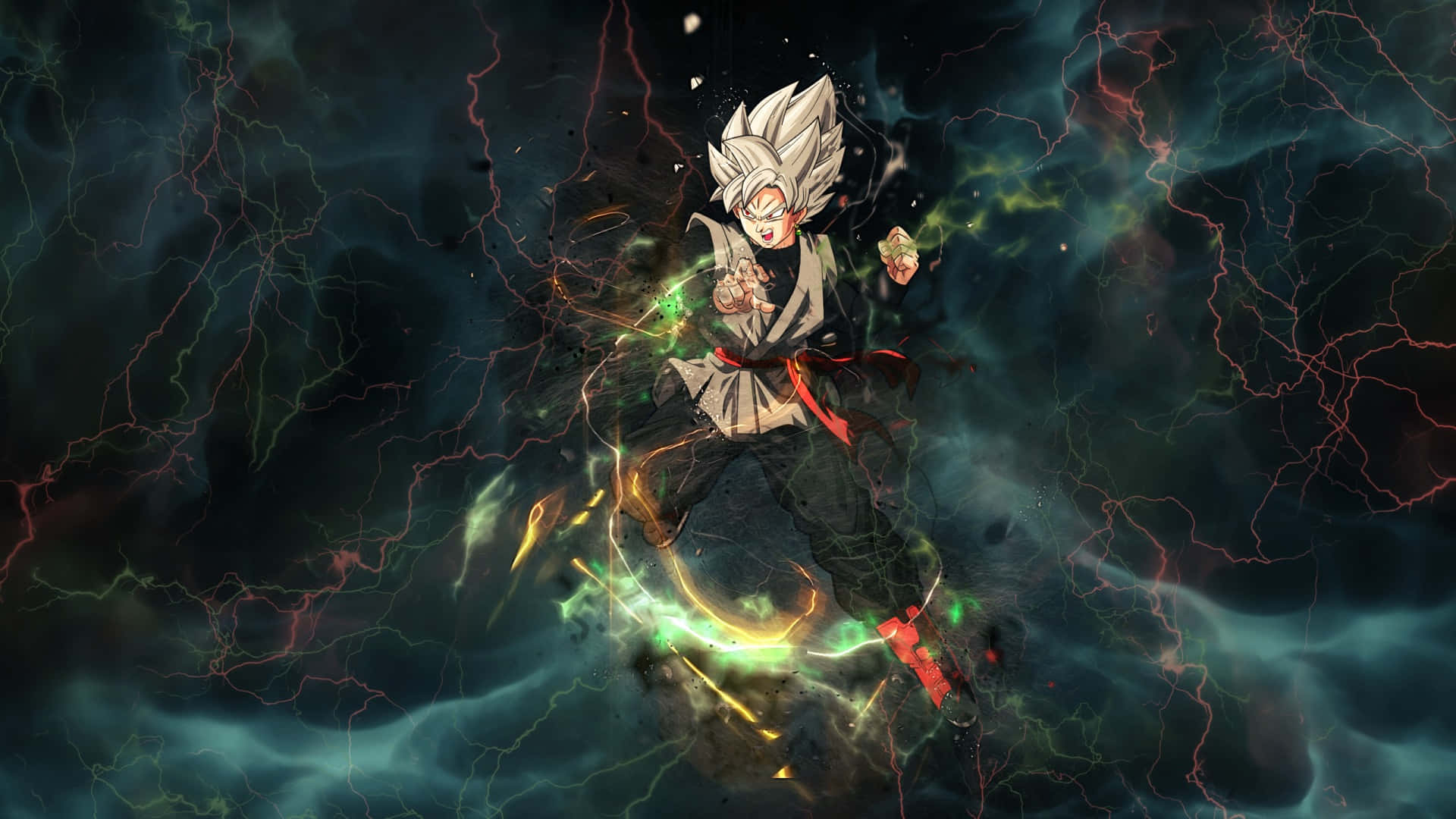 Goku Black in Vurige Gevegshouding Muurpapier