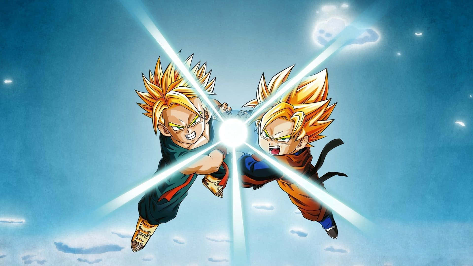 Goku en Vegeta se intense geveg in Dragon Ball Z Muurpapier