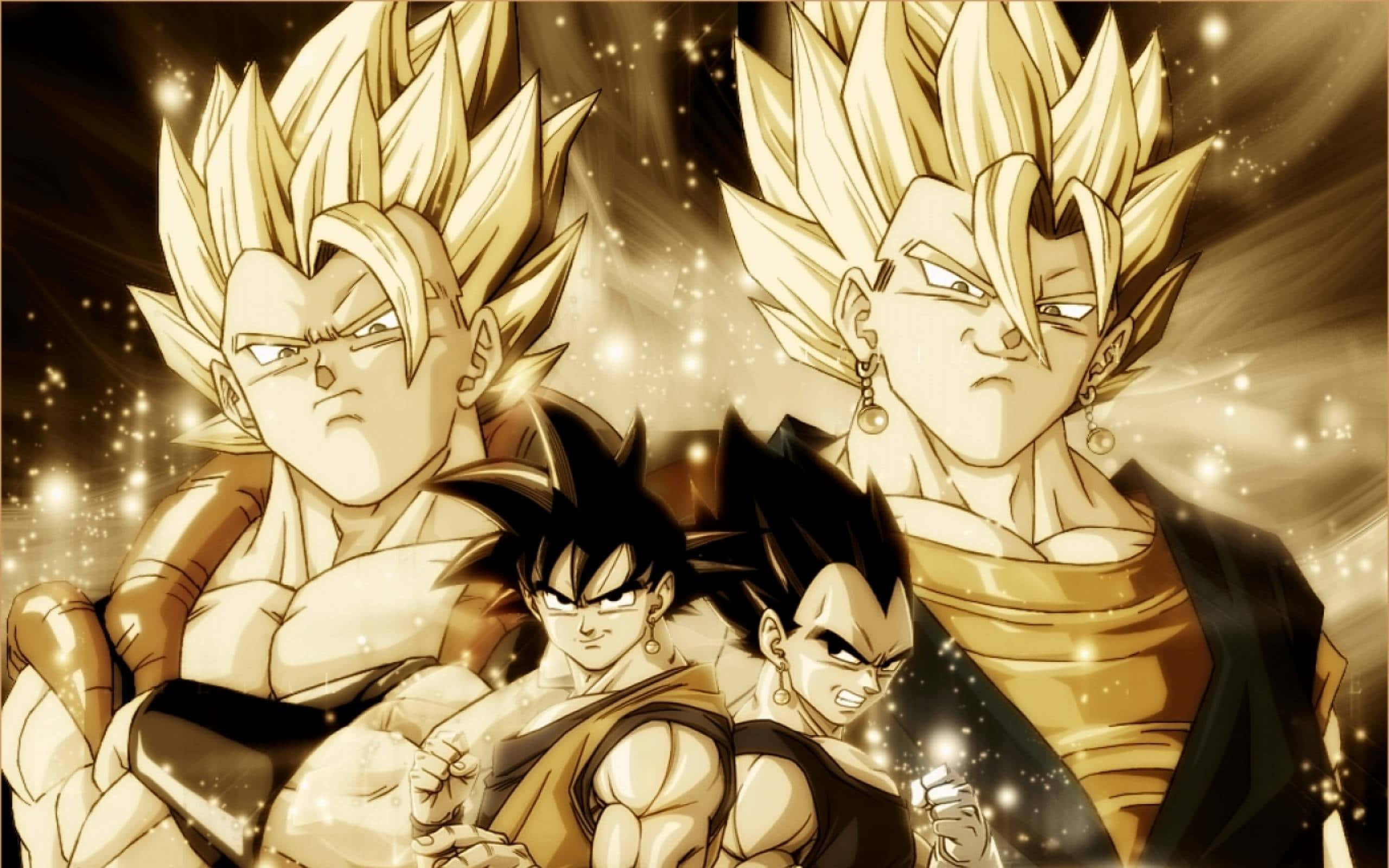 Goku en Vegeta se intense geveg in Dragon Ball Z Muurpapier