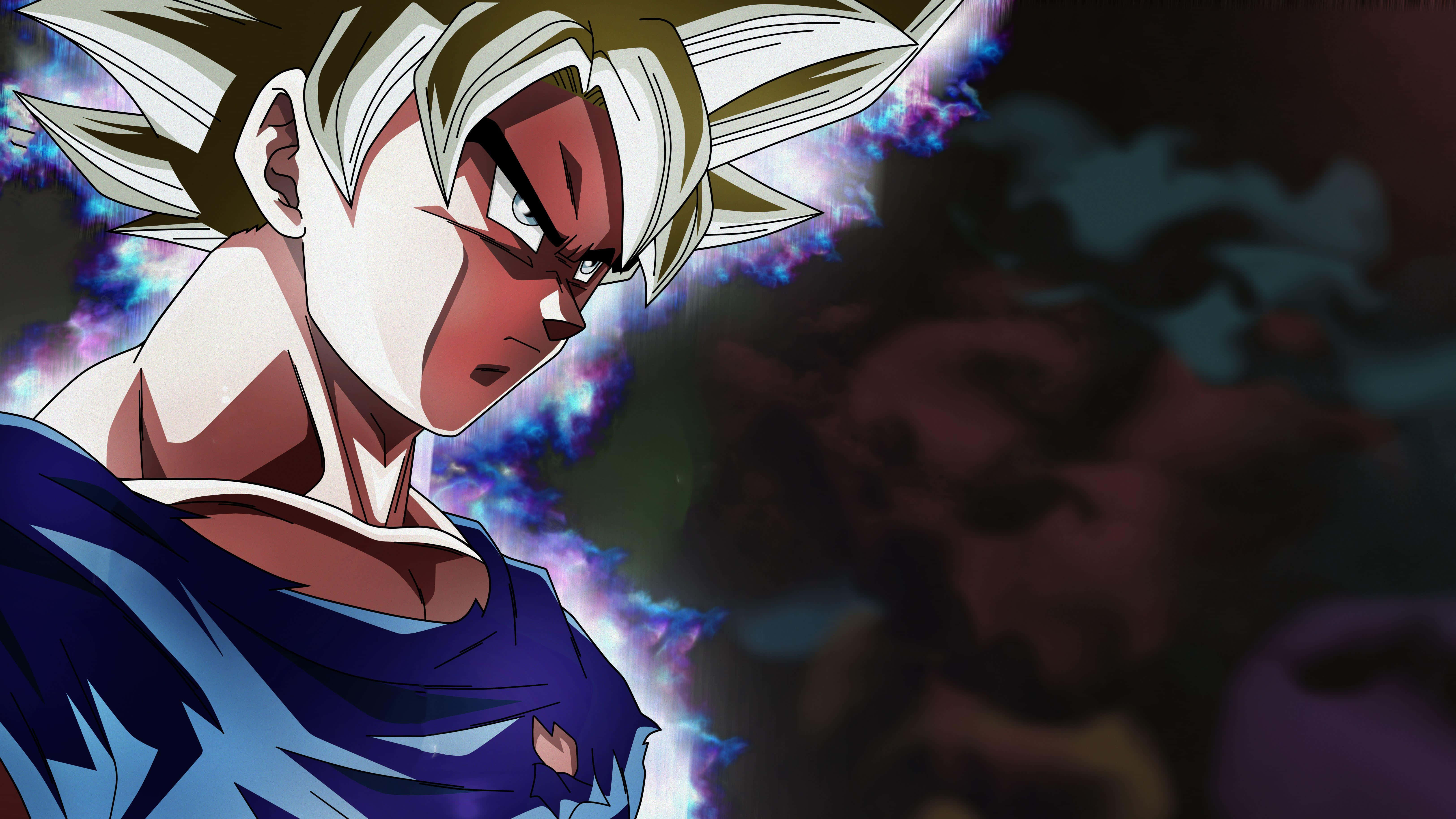 Goku en Vegeta staar mekaar af in 'n epiese stryd om die lot van alle heelalle in Dragon Ball Super Muurpapier