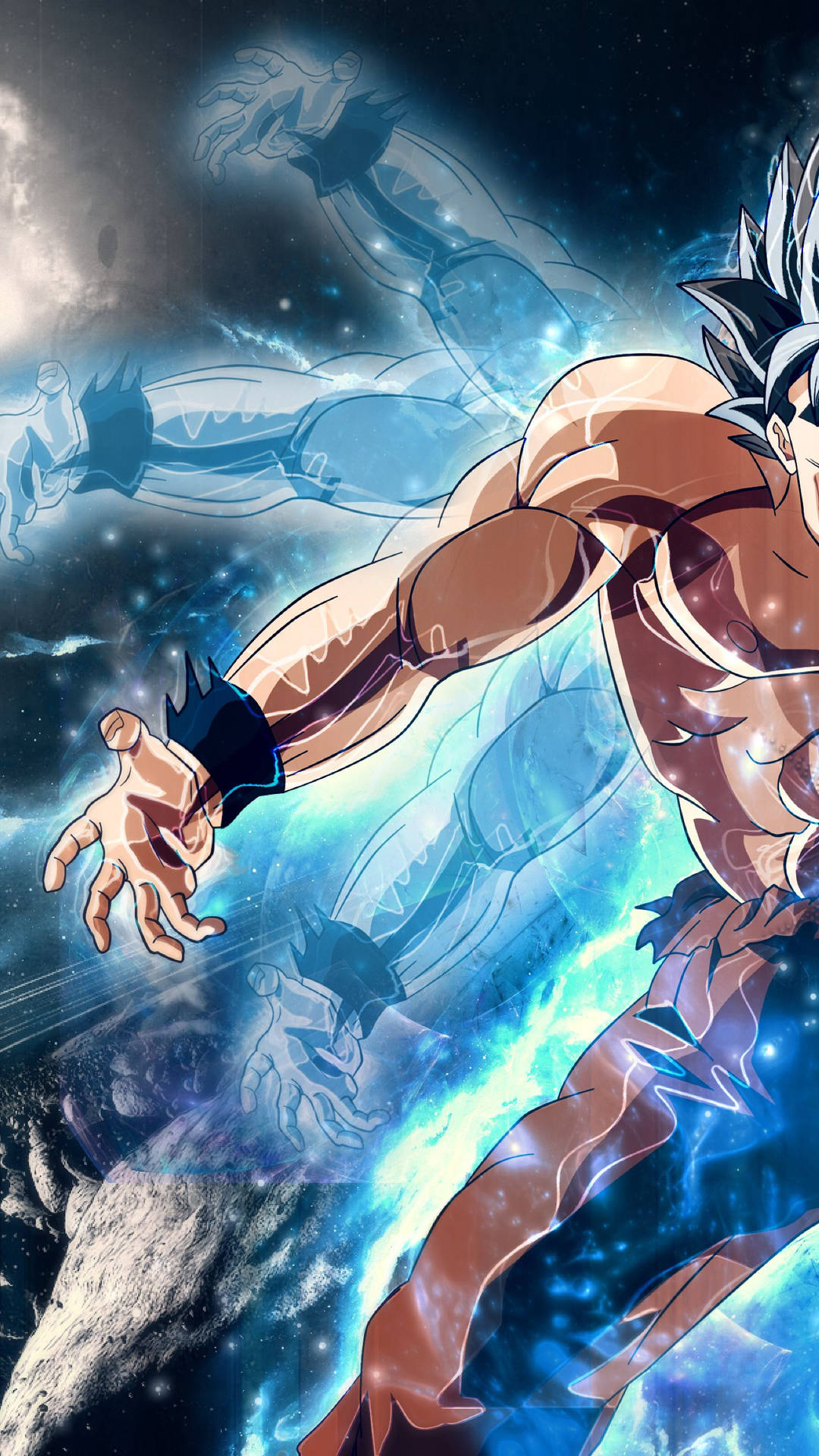 Dragon Ball Super broly San Goku wat sy kragte met blou weerlig gebruik, gewilde anime Goku. — Dragon ball z GIF Muurpapier