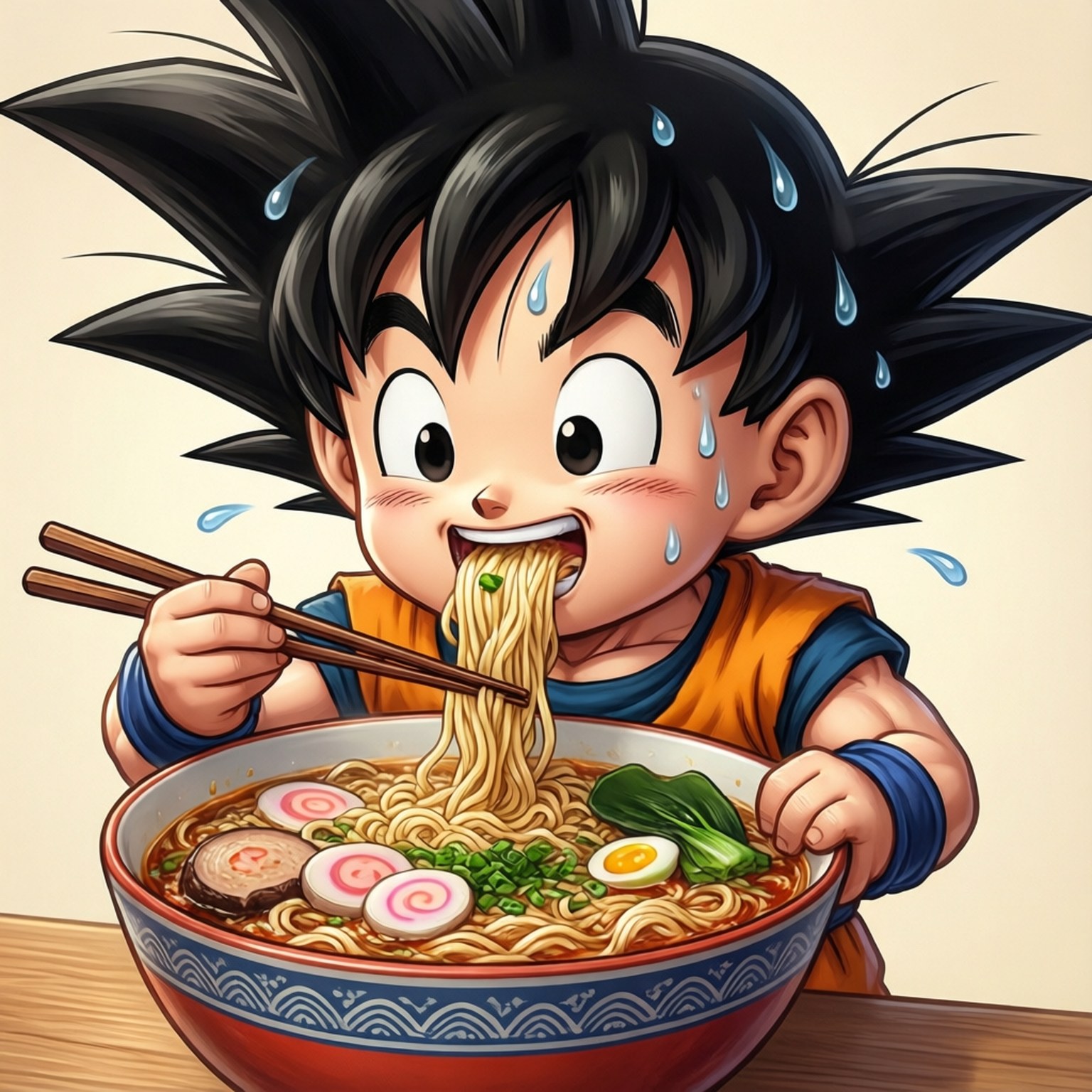 Goku se Feesmaal Muurpapier