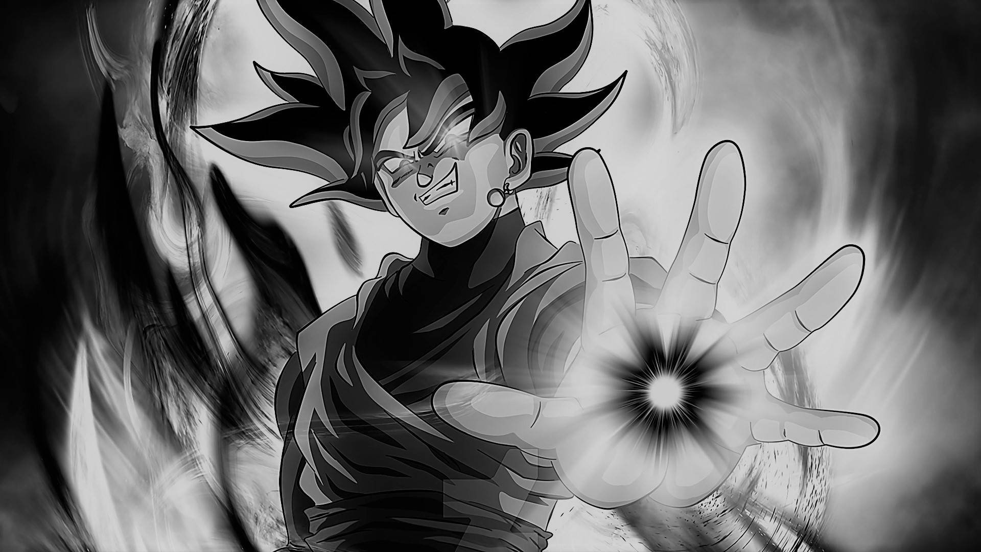 Goku Swart en Wit Krag Muurpapier