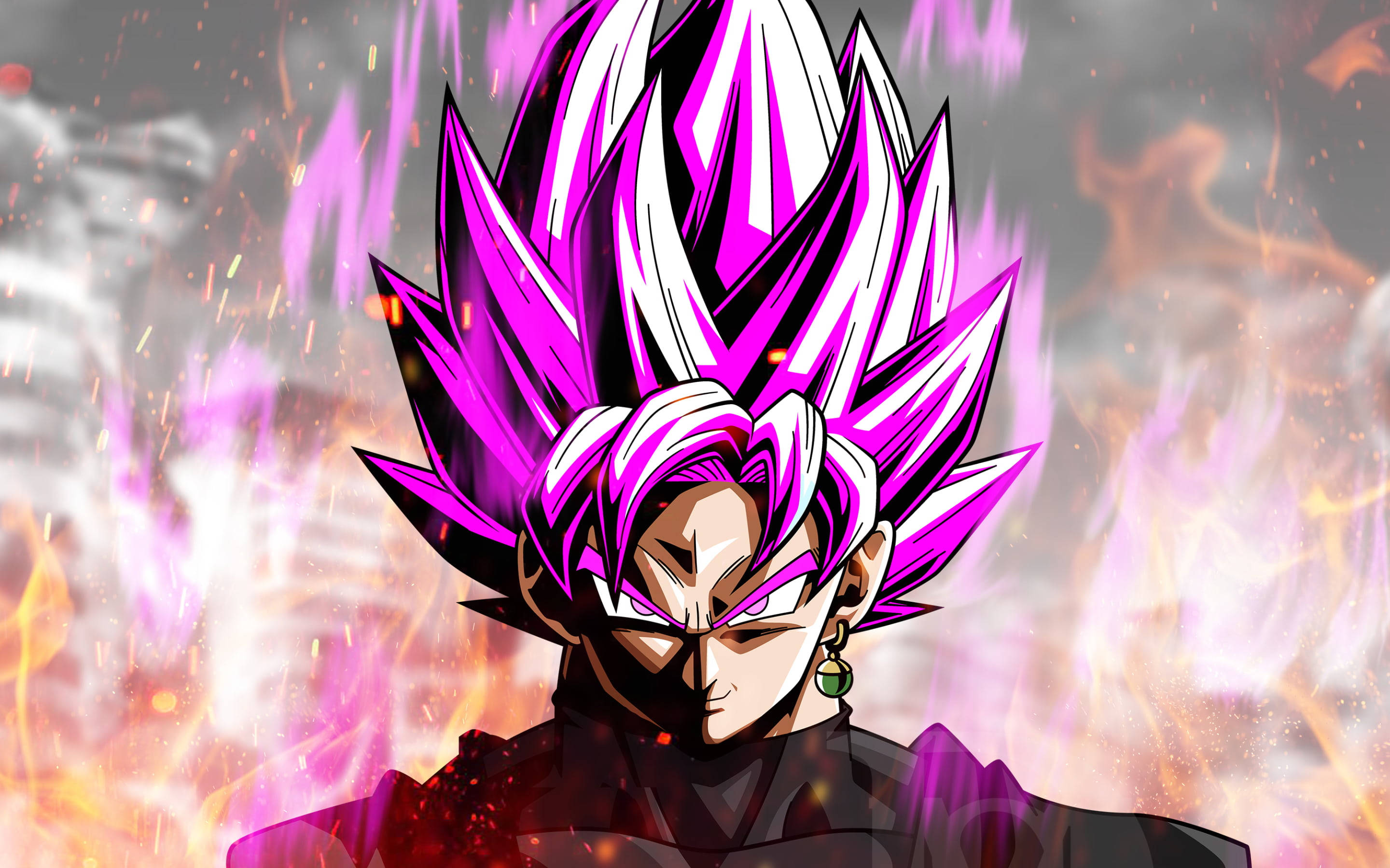 Goku Swart PFP Pers Hare Super Saiyan Muurpapier
