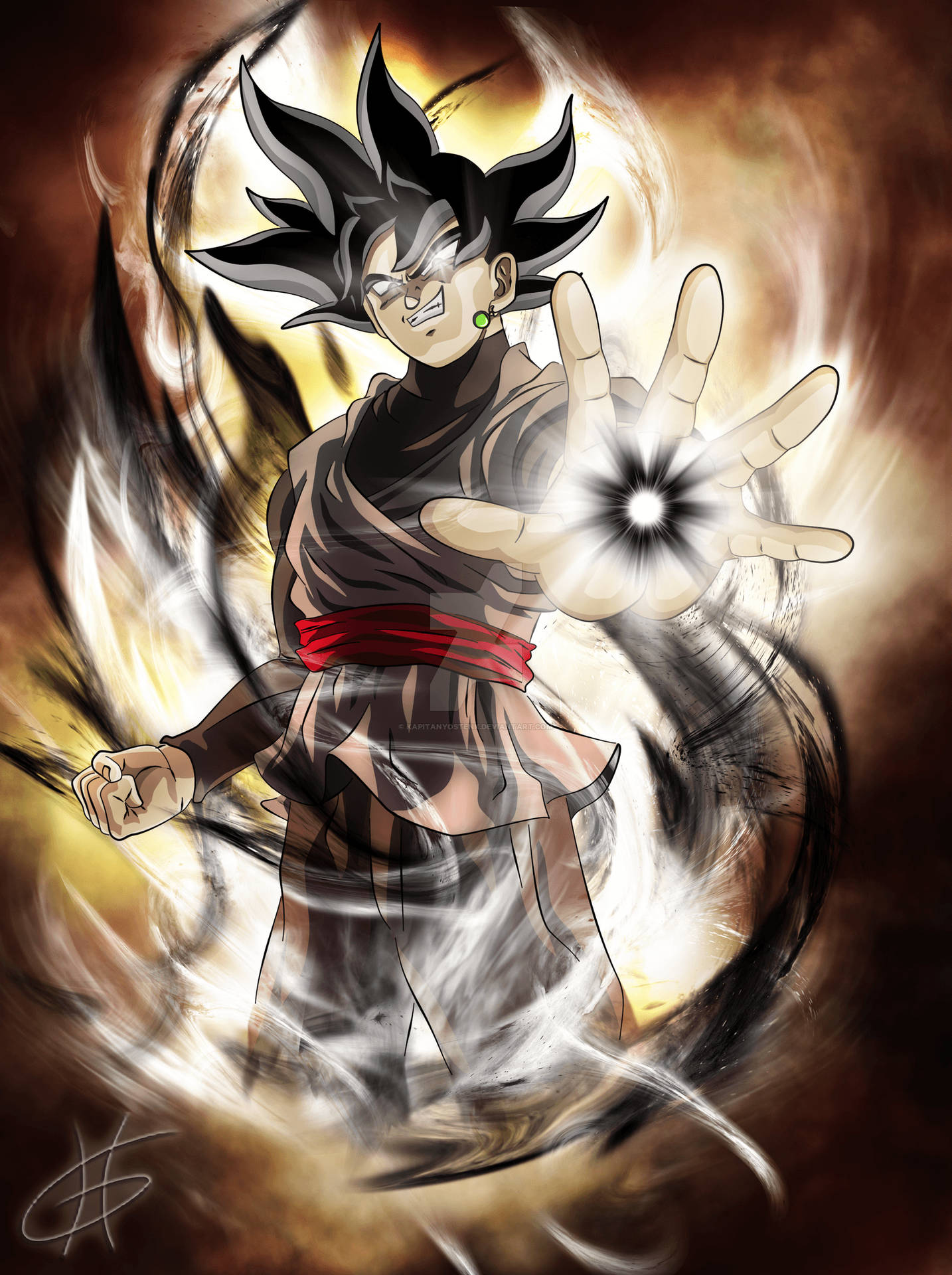 Agtergrond van Goku in swart Saiyan-modus.