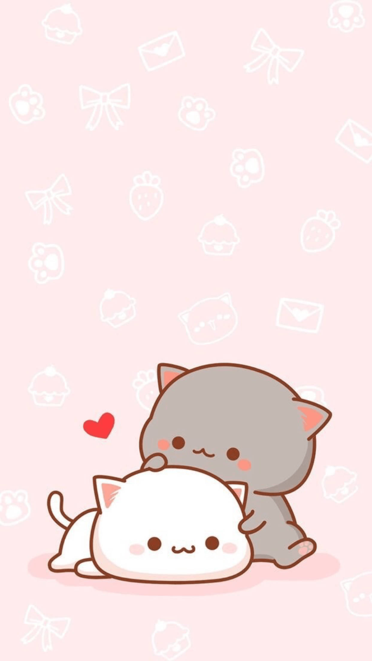 Goma en Peach Katte Kawaii iPad Muurpapier