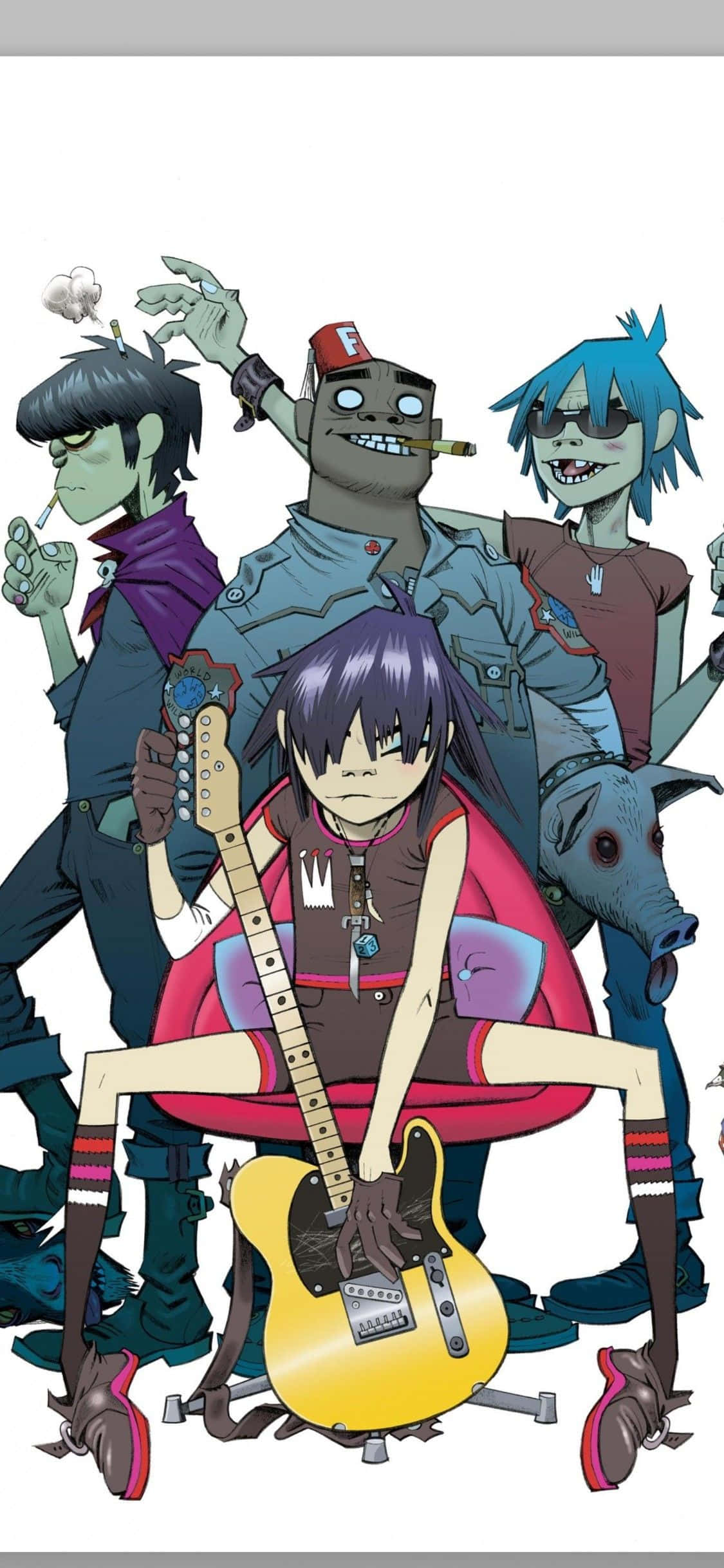 Gorillaz iPhone Bandlede Noodle In Die Middel Muurpapier