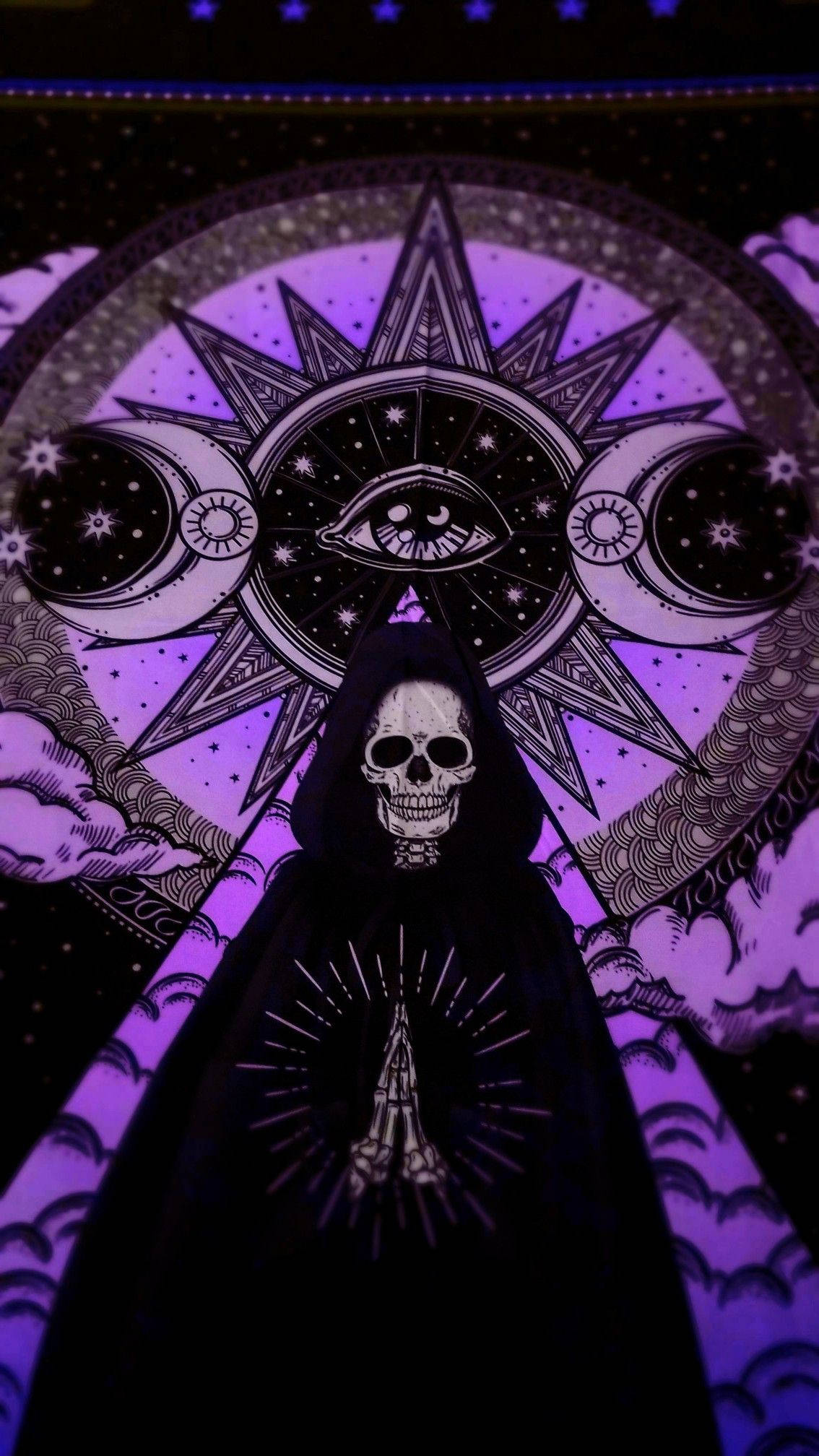 Gotiese Estetiek Skelet Tarotkaart Muurpapier