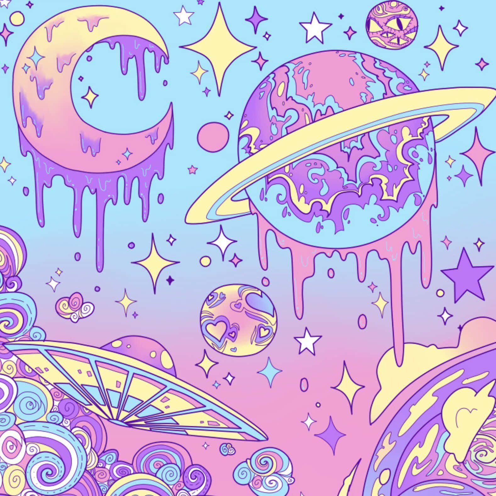 Gotiese Pastelplaneet Muurpapier