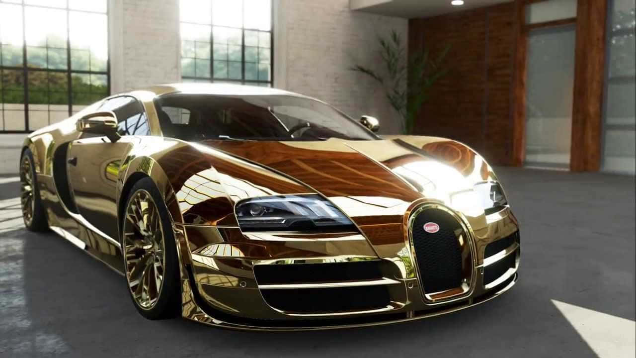 Goue Bugatti Veyron Kar Deur Muurpapier