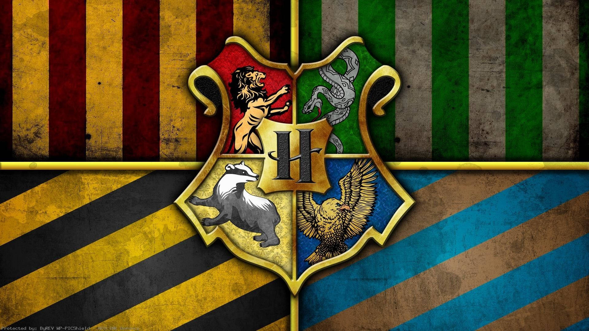 Goue Huis Embleem Harry Potter Skootrekenaar Muurpapier