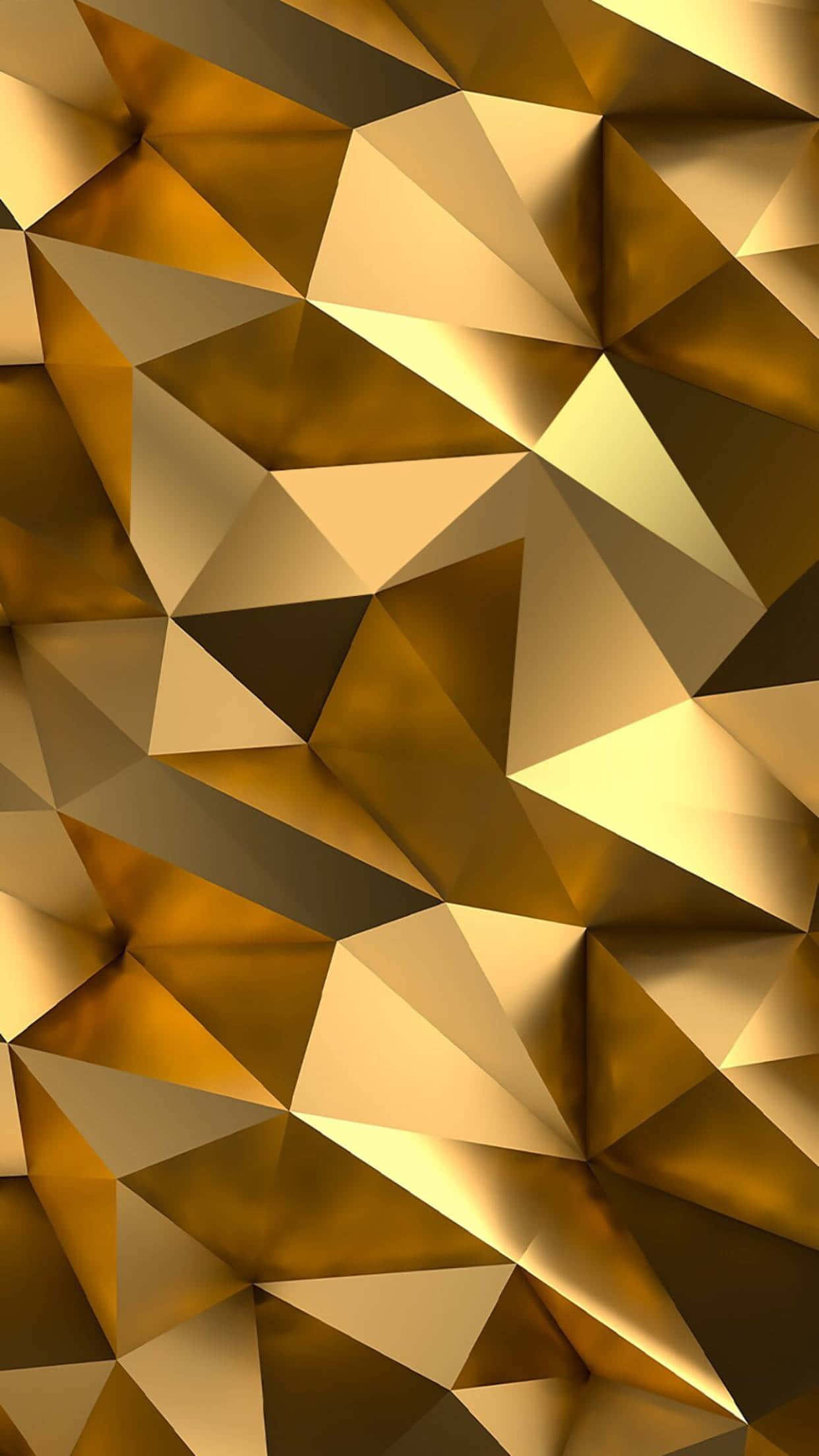Goue iPhone Geometriese 3D Abstrak Muurpapier