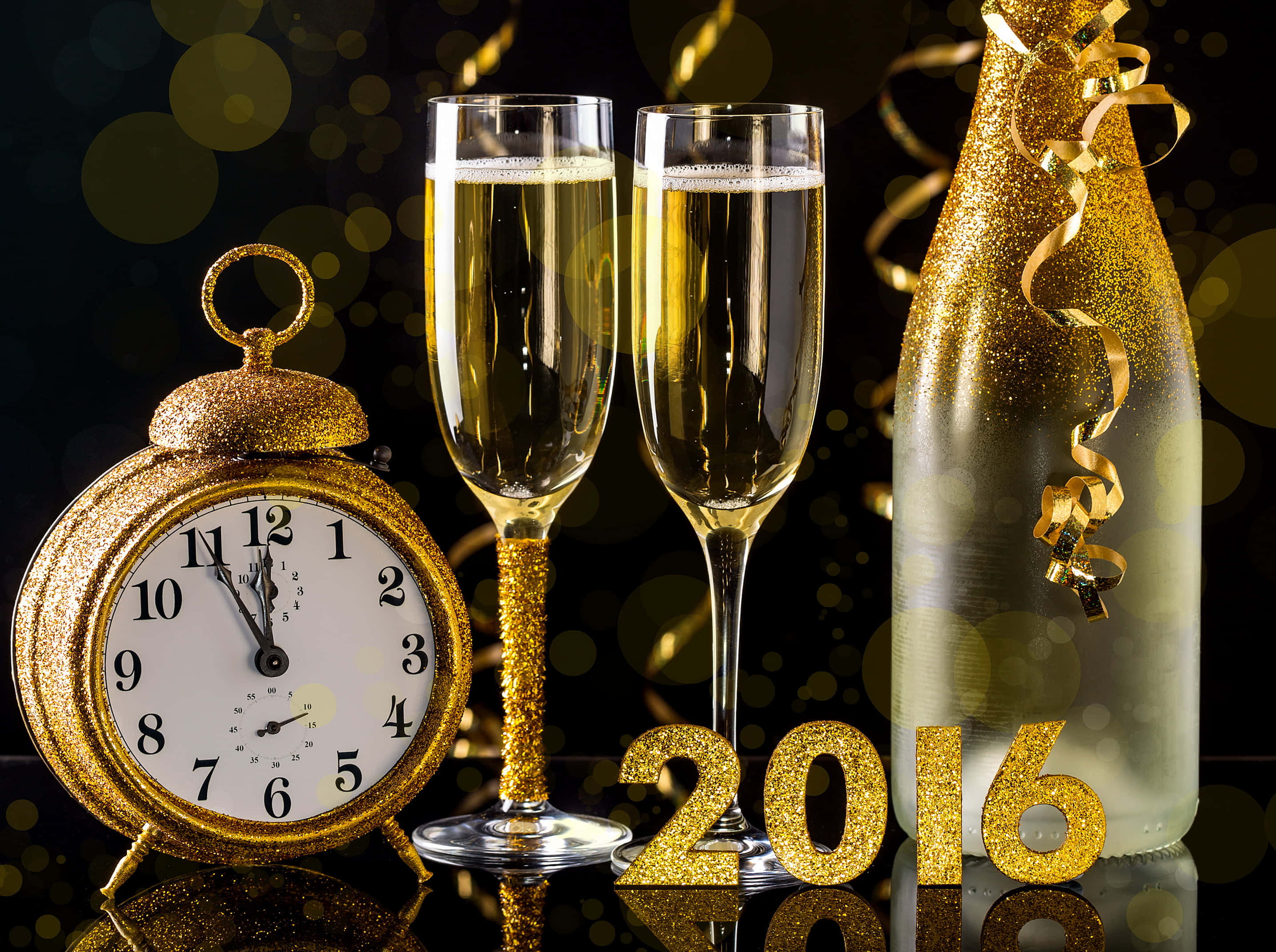 Goue Nuwejaar 2016 Agtergrond Muurpapier