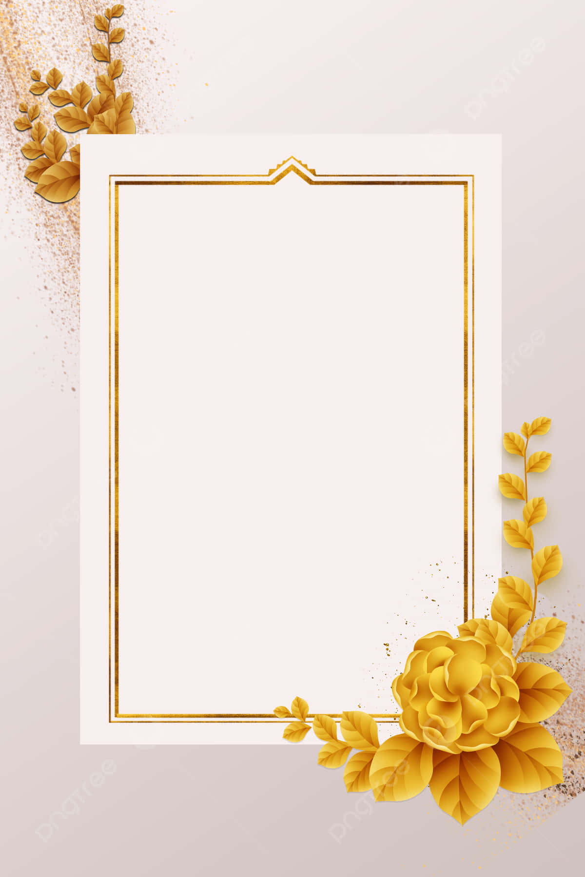 Goue Raam en Blomme Trou-uitnodiging Agtergrond Muurpapier