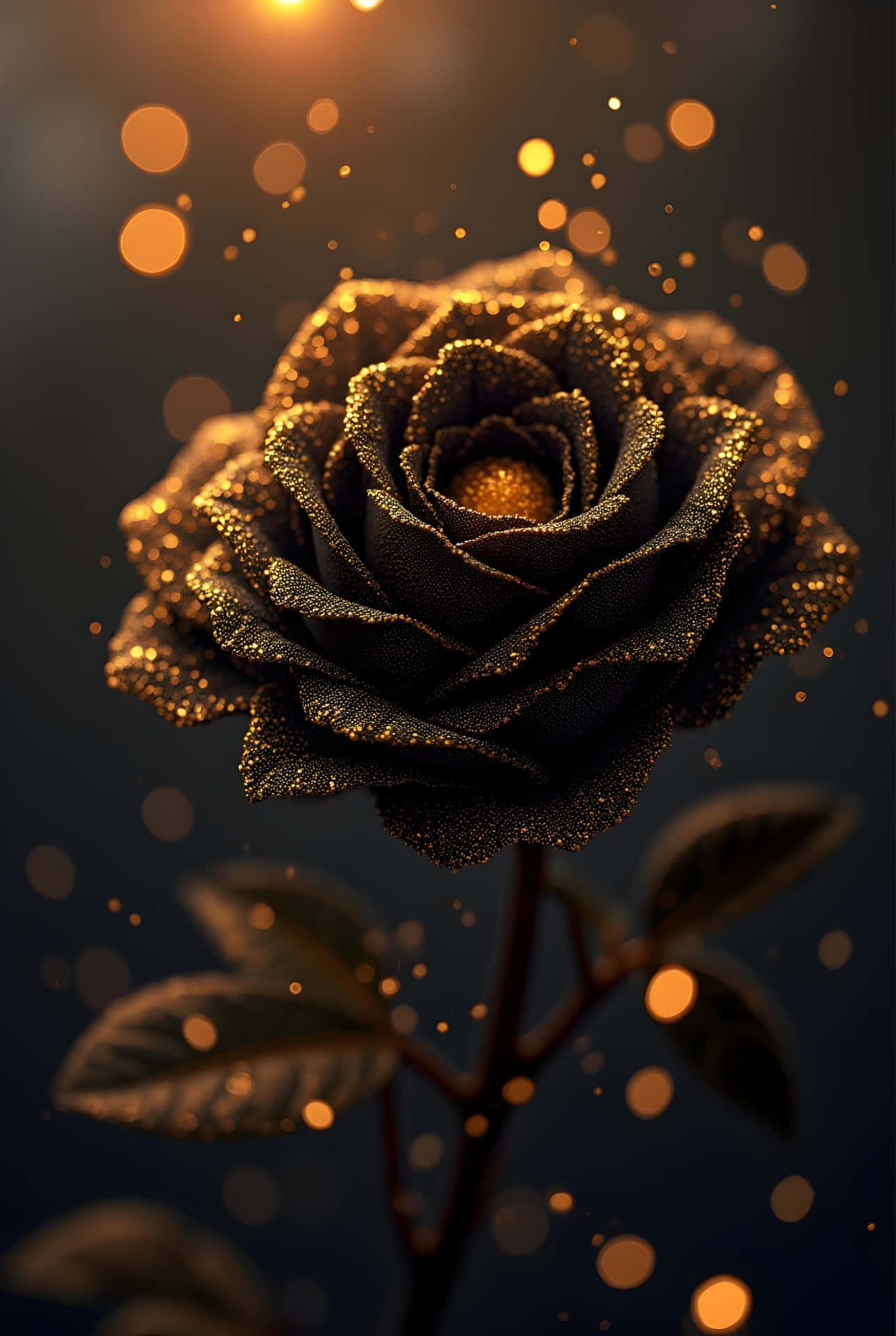roos,blom,swart roos,goud,goudblaar,luuks, elegant,blare,blomme,bloei,donker estetika,botanies,close-up,natuur,metaal,fluweel,hoë kontras,gesofistikeerd,bloeisel,duur — Donker estetiese GIF Muurpapier