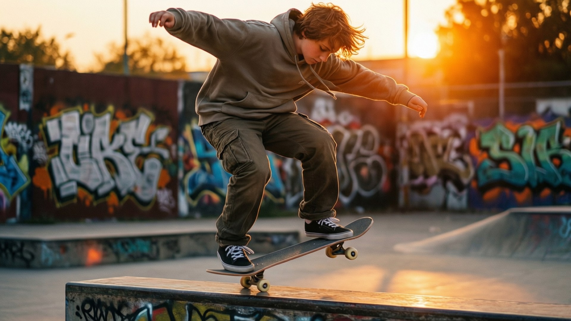 Goue Uur Kickflip Muurpapier