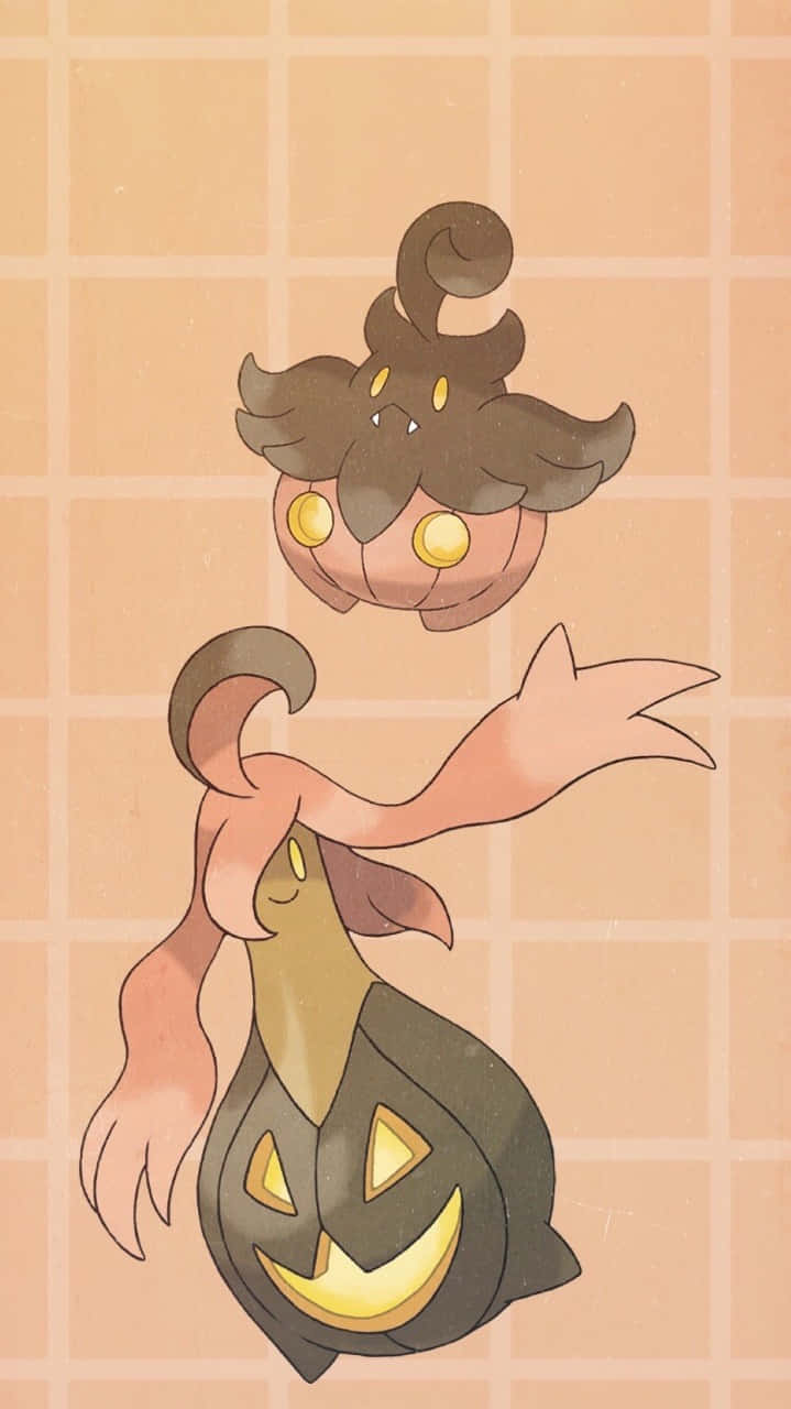 Gourgeist en Pumpkaboo op Roosteragtergrond Muurpapier