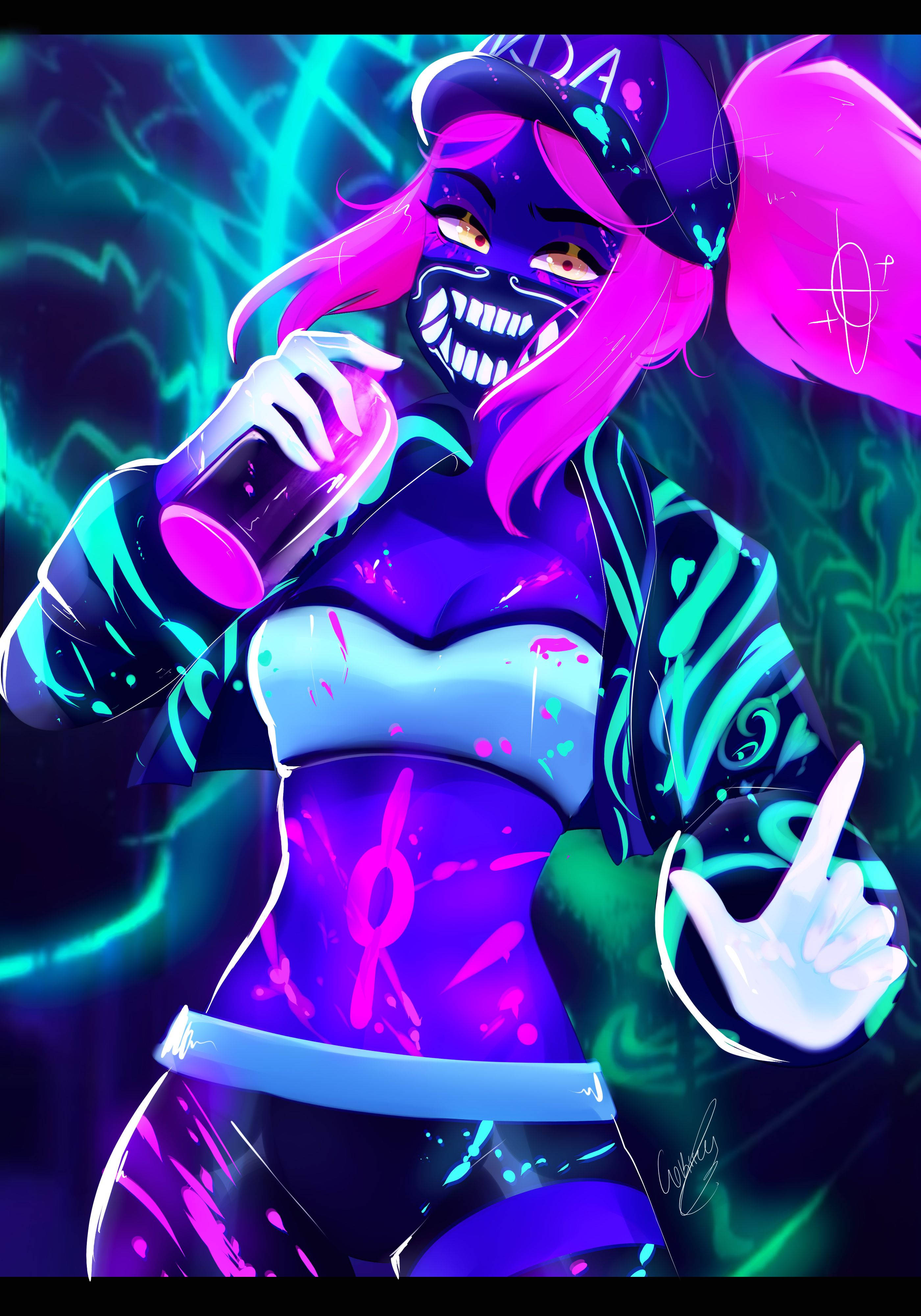 Grafiese Kuns LoL KDA Akali Muurpapier