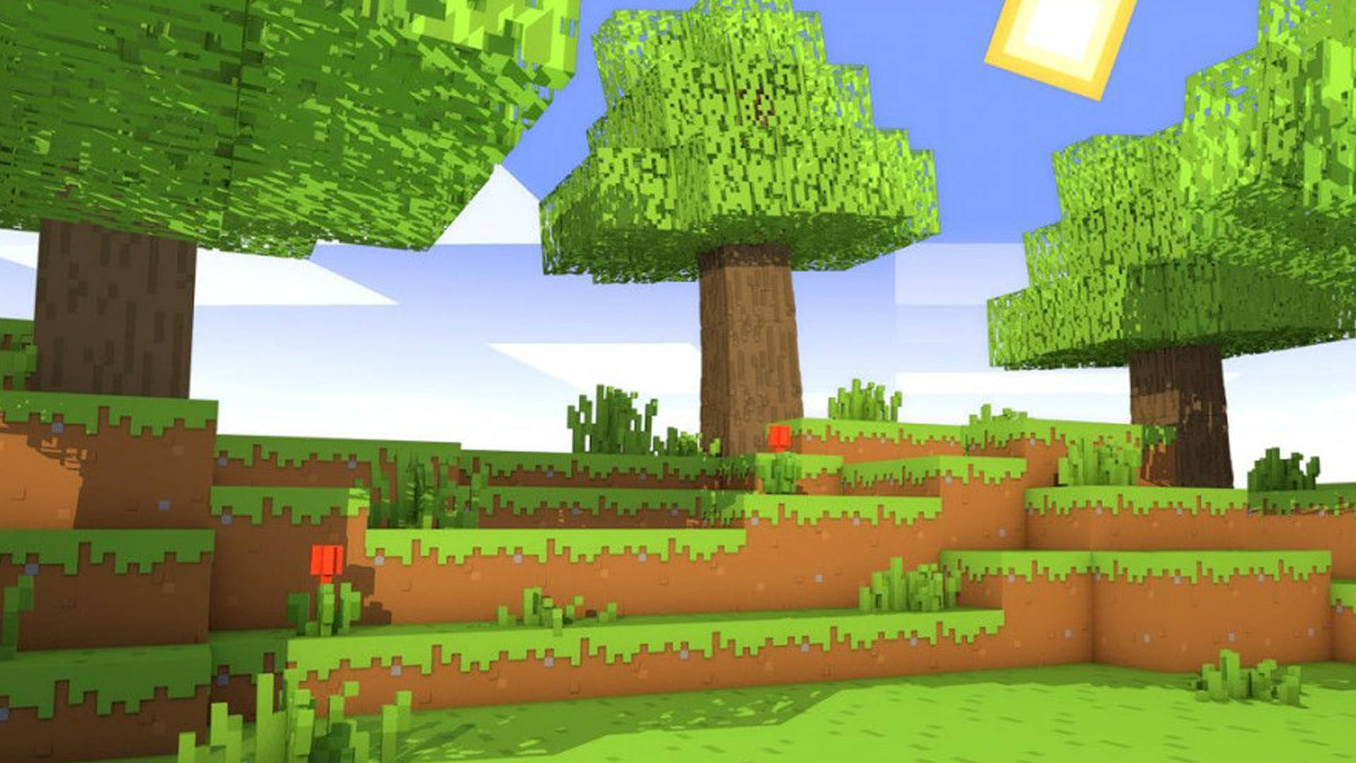 Gras met Bome 2560x1440 Minecraft Muurpapier