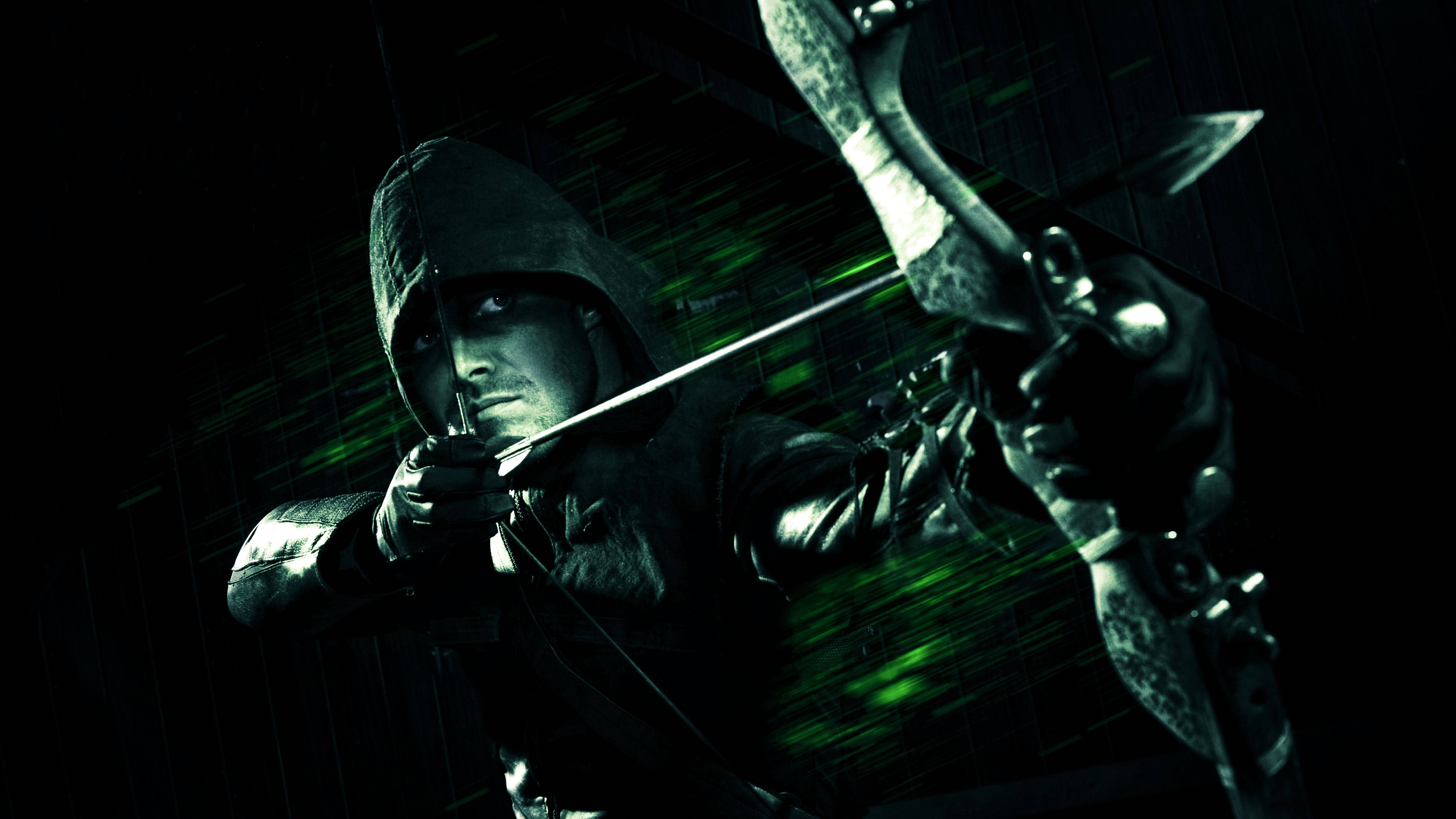 Green Arrow DC Comics Donker 4K Muurpapier