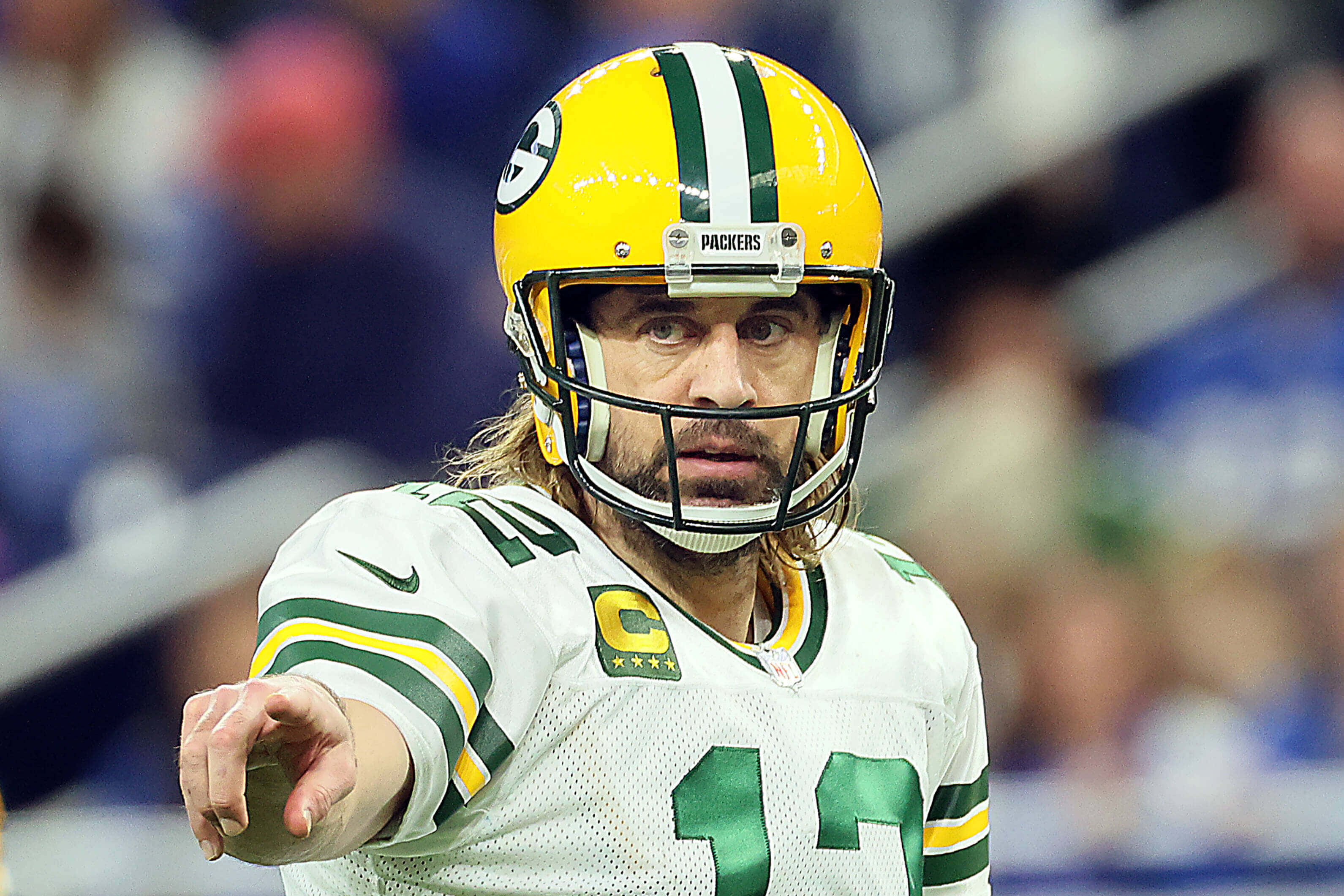 Green Bay Packers Quarterback Aaron Rodgers gooi 'n raak aangee Muurpapier