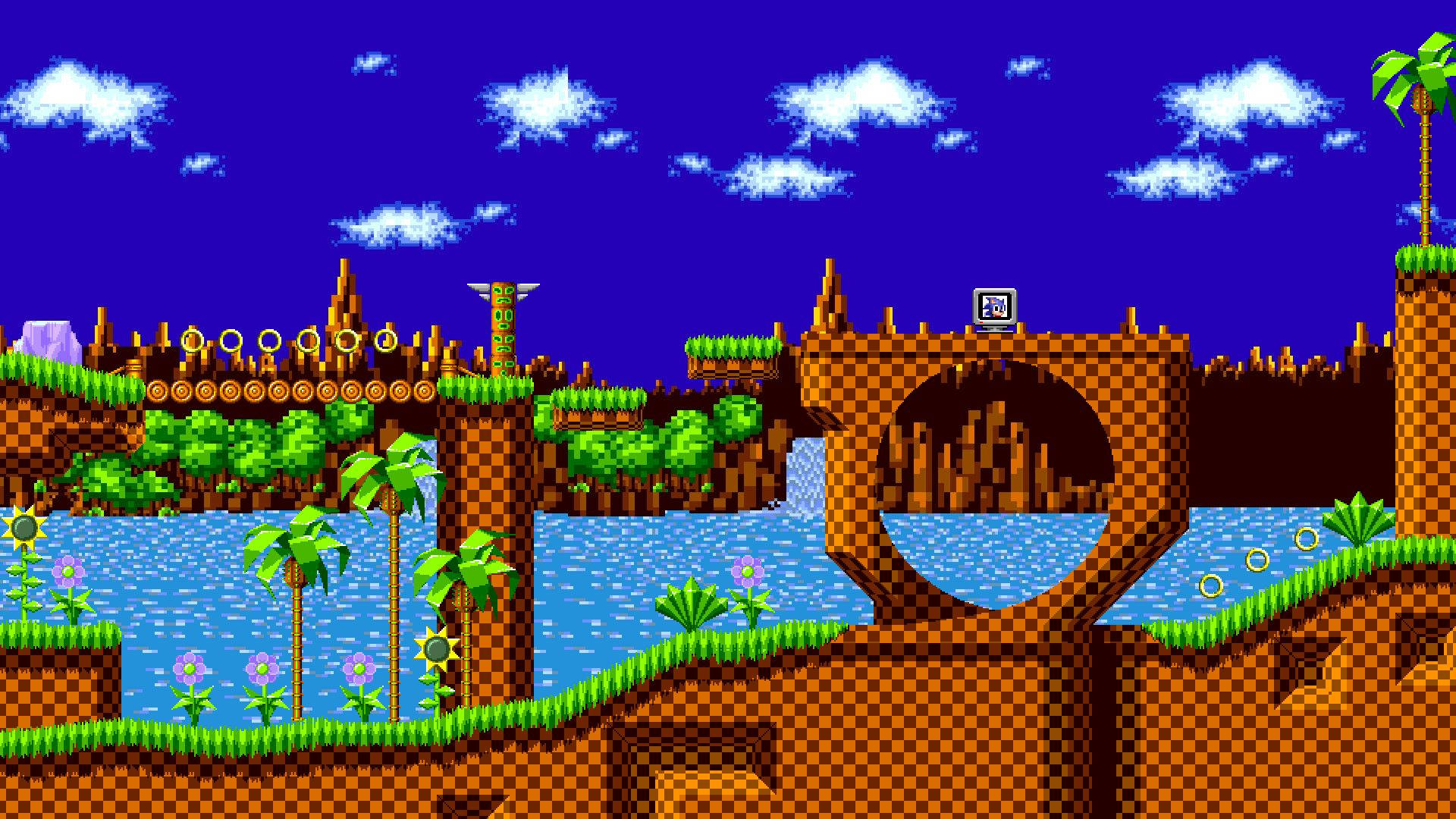 Green Hill Zone met 'n Lus Hindernis Muurpapier