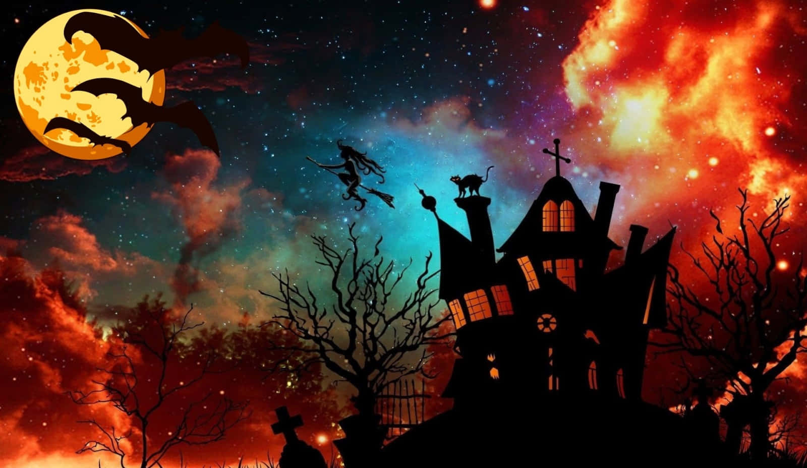 Griezelige Halloween prente Muurpapier