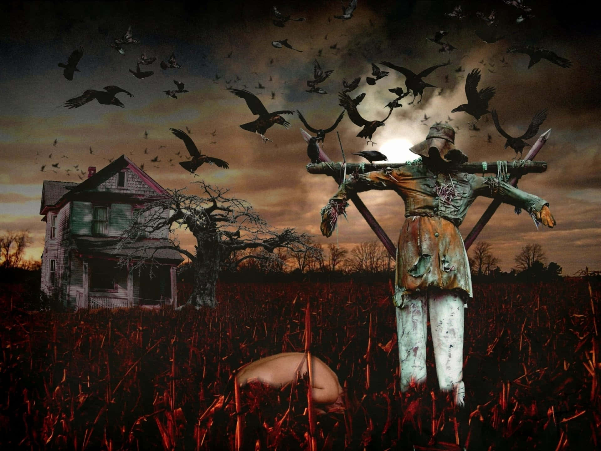 Griezelige Halloween prente Muurpapier