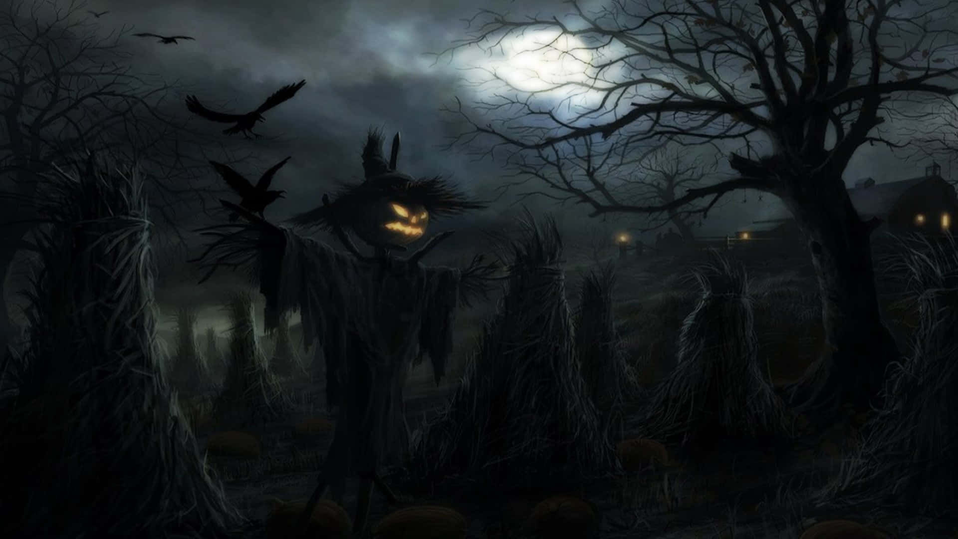 Griezelige Halloween-agtergrond Muurpapier