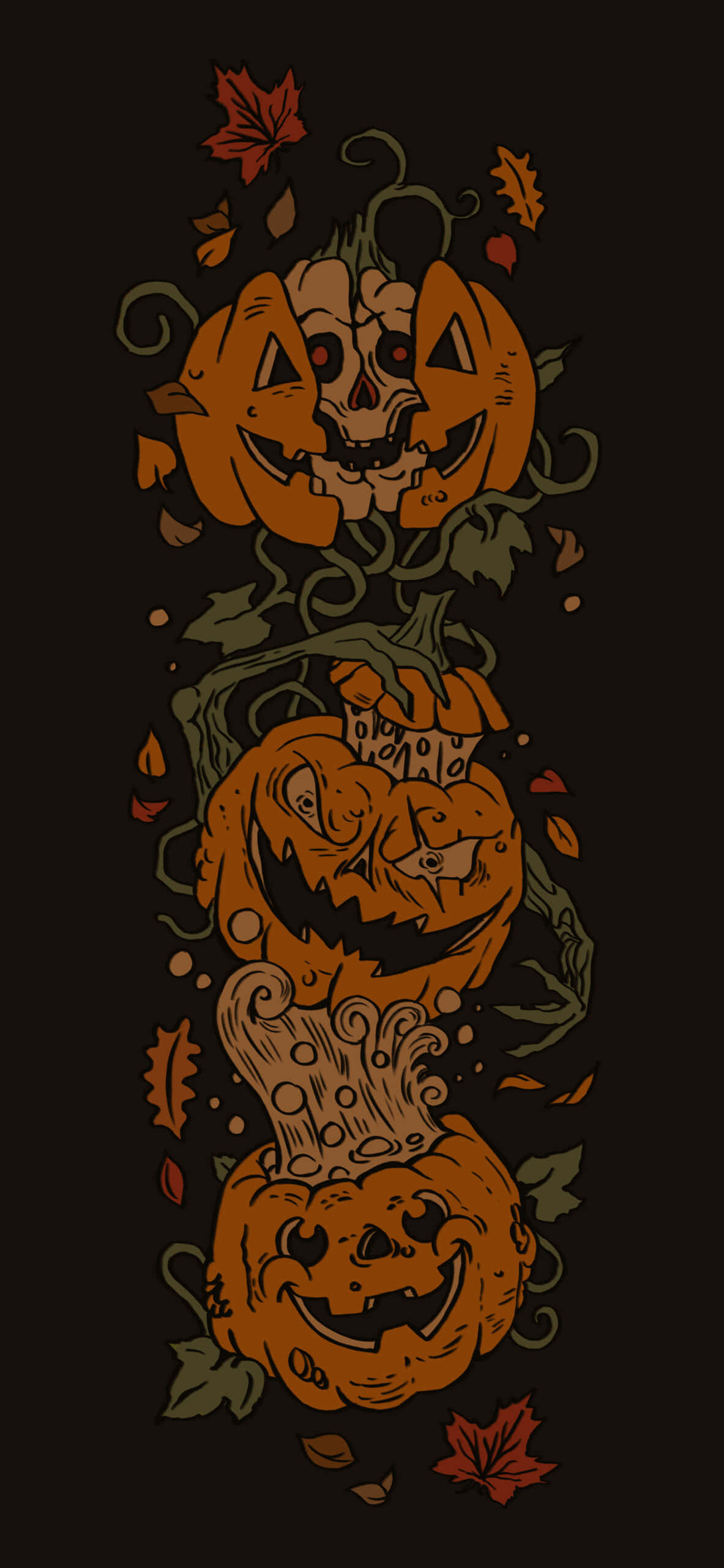 Griezelige Halloween-nag-agtergrond Muurpapier