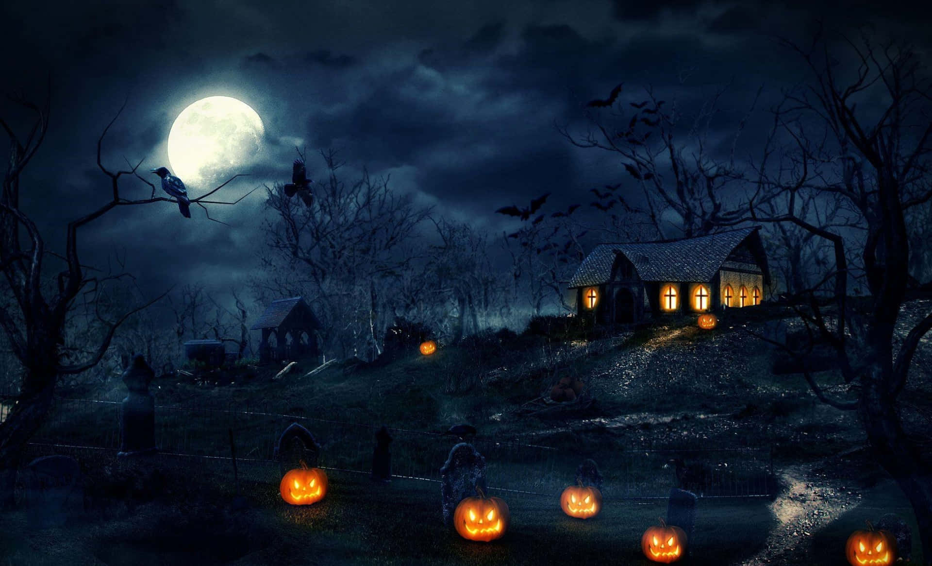 Griezelige Halloween prente Muurpapier
